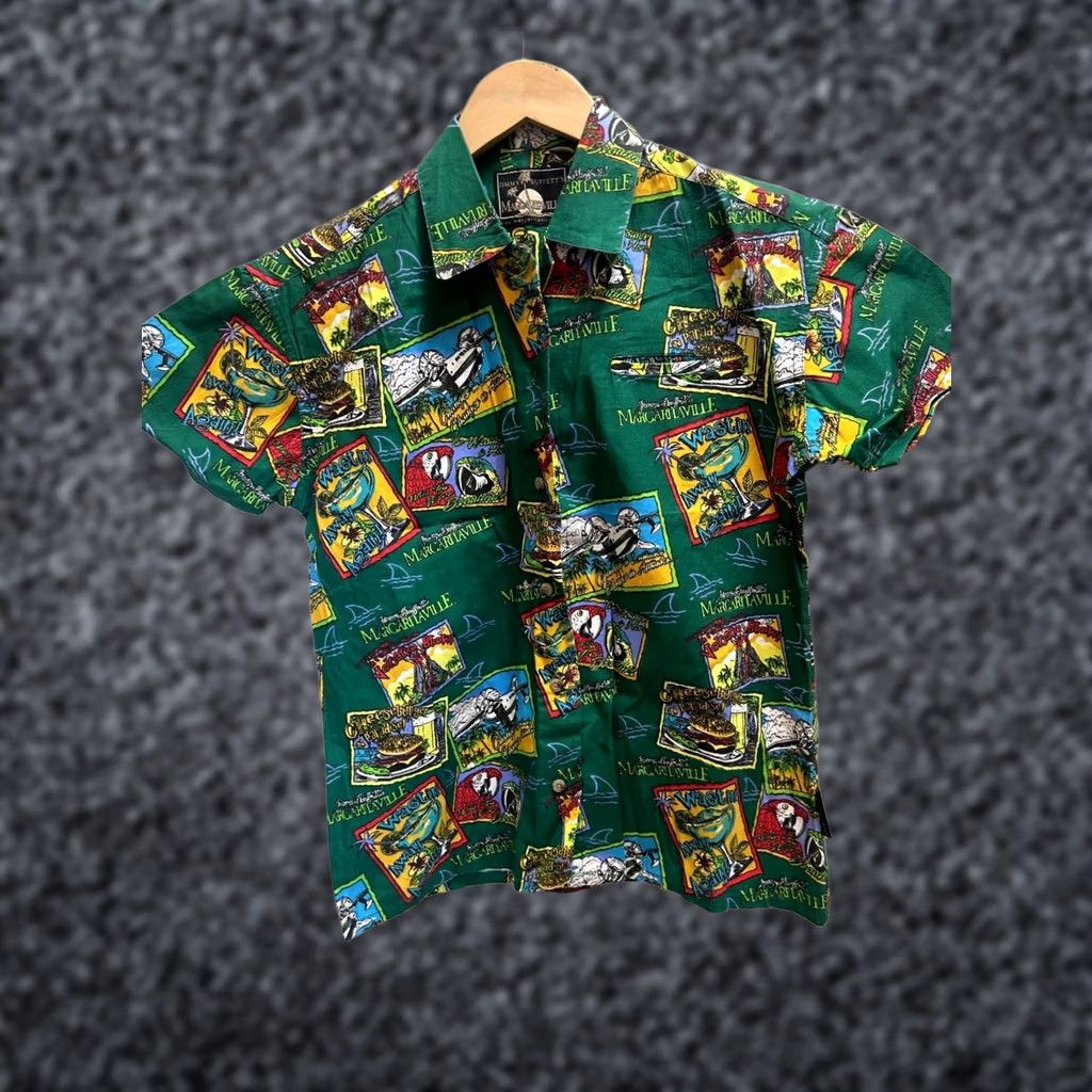 Vintage Margaritaville Womens Button Down Hawaiian Shirt Medium Green Shirt Size M / US 6-8 / IT 42-44 - 1 Thumbnail