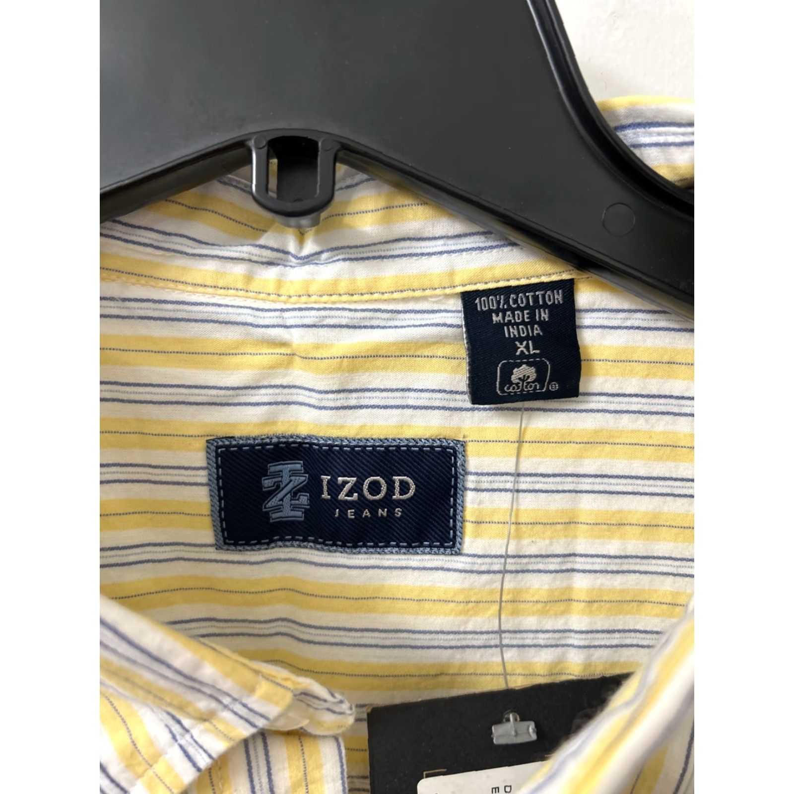 Izod IZOD Shirt Mens XL Yellow Oxford Striped Button-Down Pocket Short Sleeve Size US XL / EU 56 / 4 - 6 Thumbnail