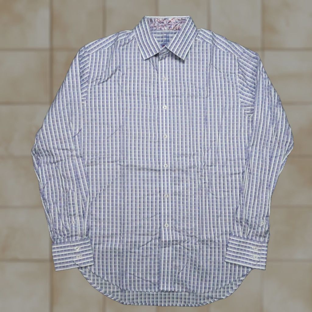 Robert Graham Robert Graham Shirt Men Medium Purple White Check Flip Cuff Long Sleeve Button Size US M / EU 48-50 / 2 - 1 Thumbnail