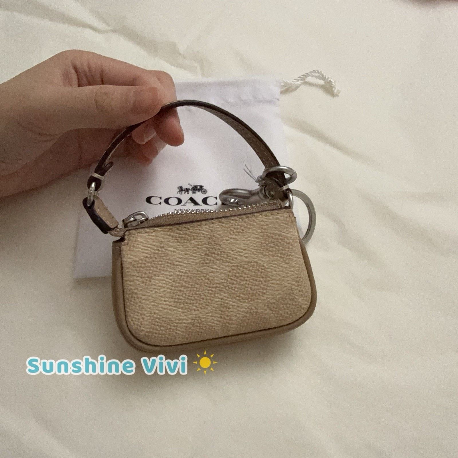 Coach NWT Coach Mini Nolita Bag Charm CX067, Silver/Sand/Taupe Size ONE SIZE - 5 Thumbnail