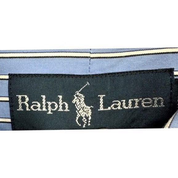 Ralph Lauren Ralph Lauren Shirt Men 16.5 42 Blue Double Striped Dress Pony Custom Button Down Shirt Mens Regular Size 16.5 42 Blue Striped Dress Shirt VINTAGE? Size 46R - 6 Thumbnail