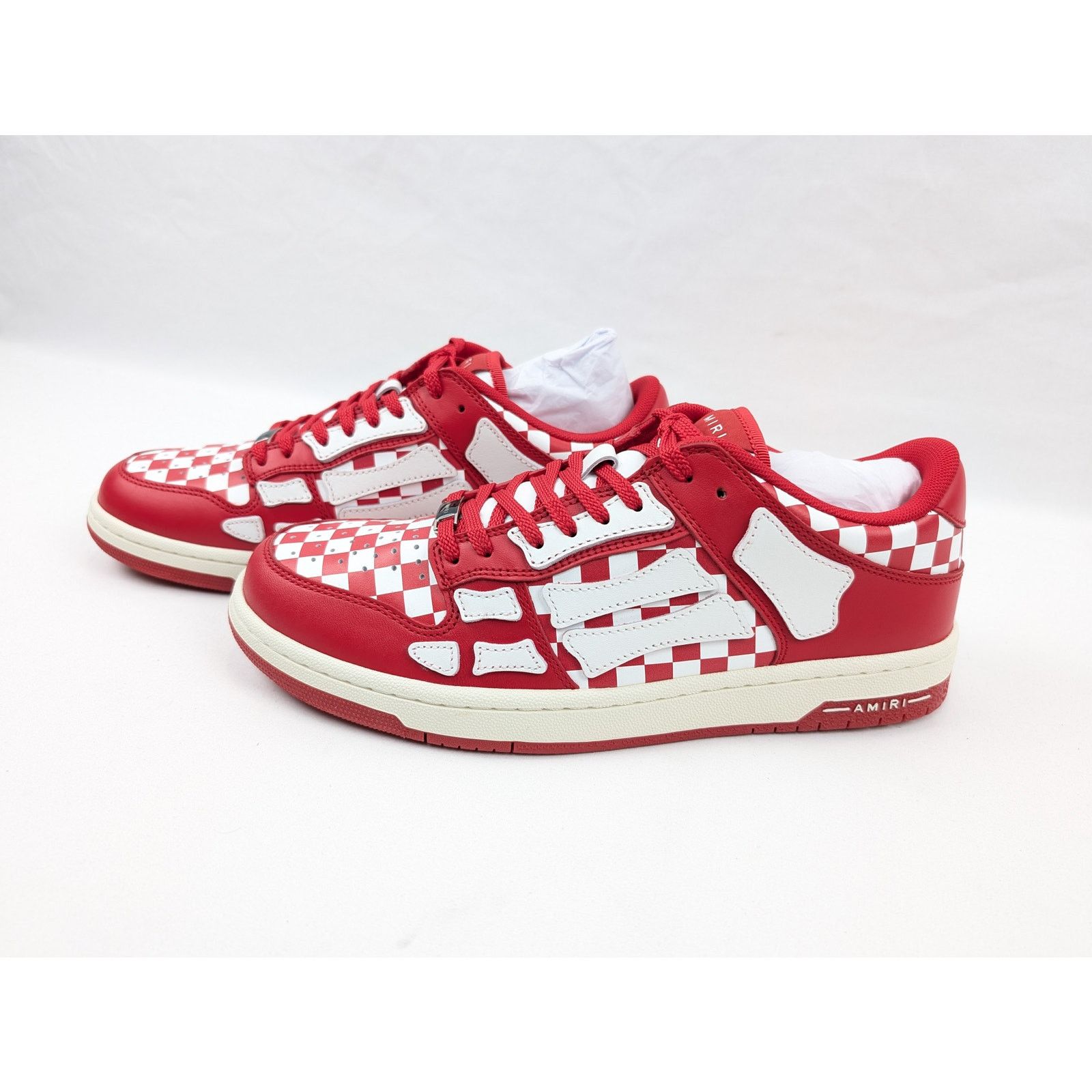 Amiri o1rshd1 Checked Skeleton Low Top Sneakers in Red/White Size US 10 / EU 43 - 15 Thumbnail