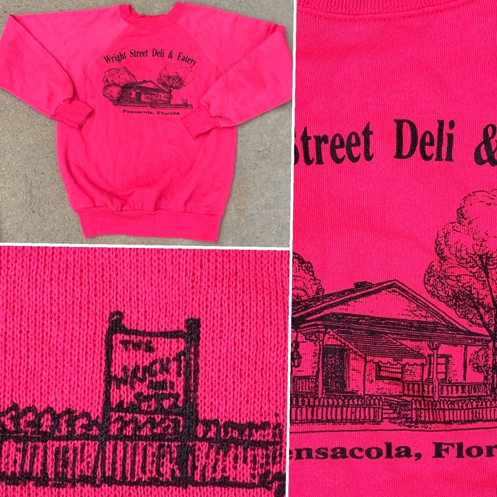 Vintage VINTAGE Wright Street Deli & Eatery Pensacola Florida Raglan Sweatshirt L Pink 80s Mens Size US L / EU 52-54 / 3 - 5 Thumbnail