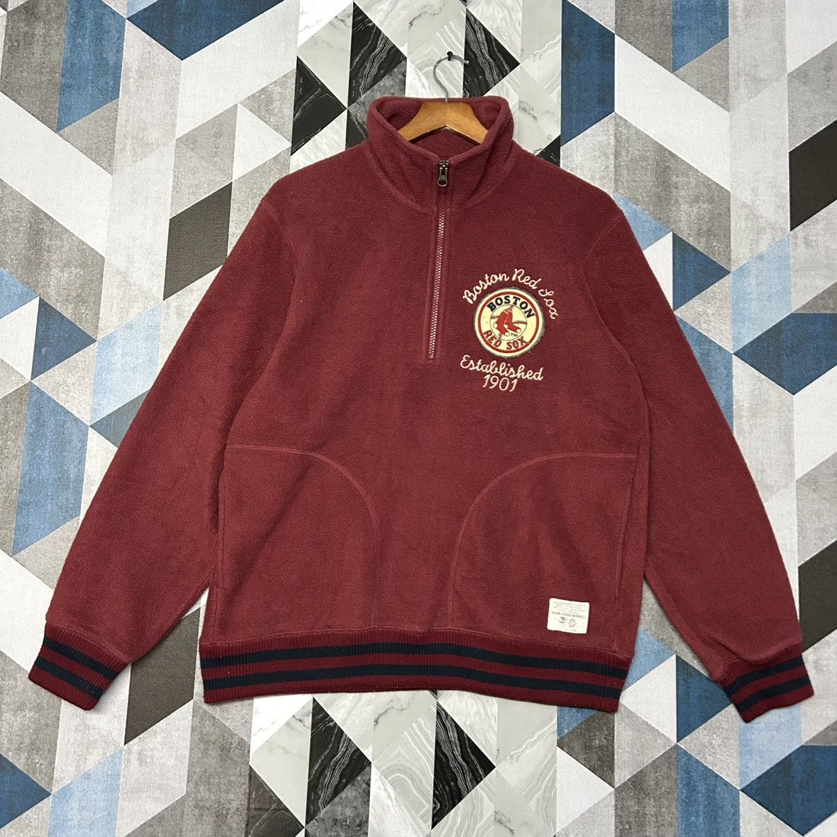 MLB × Uniqlo 🔥🔥 Vintage MLB BOSTON RED SOX Fleece Half Zipper Size US XL / EU 56 / 4 - 1 Thumbnail