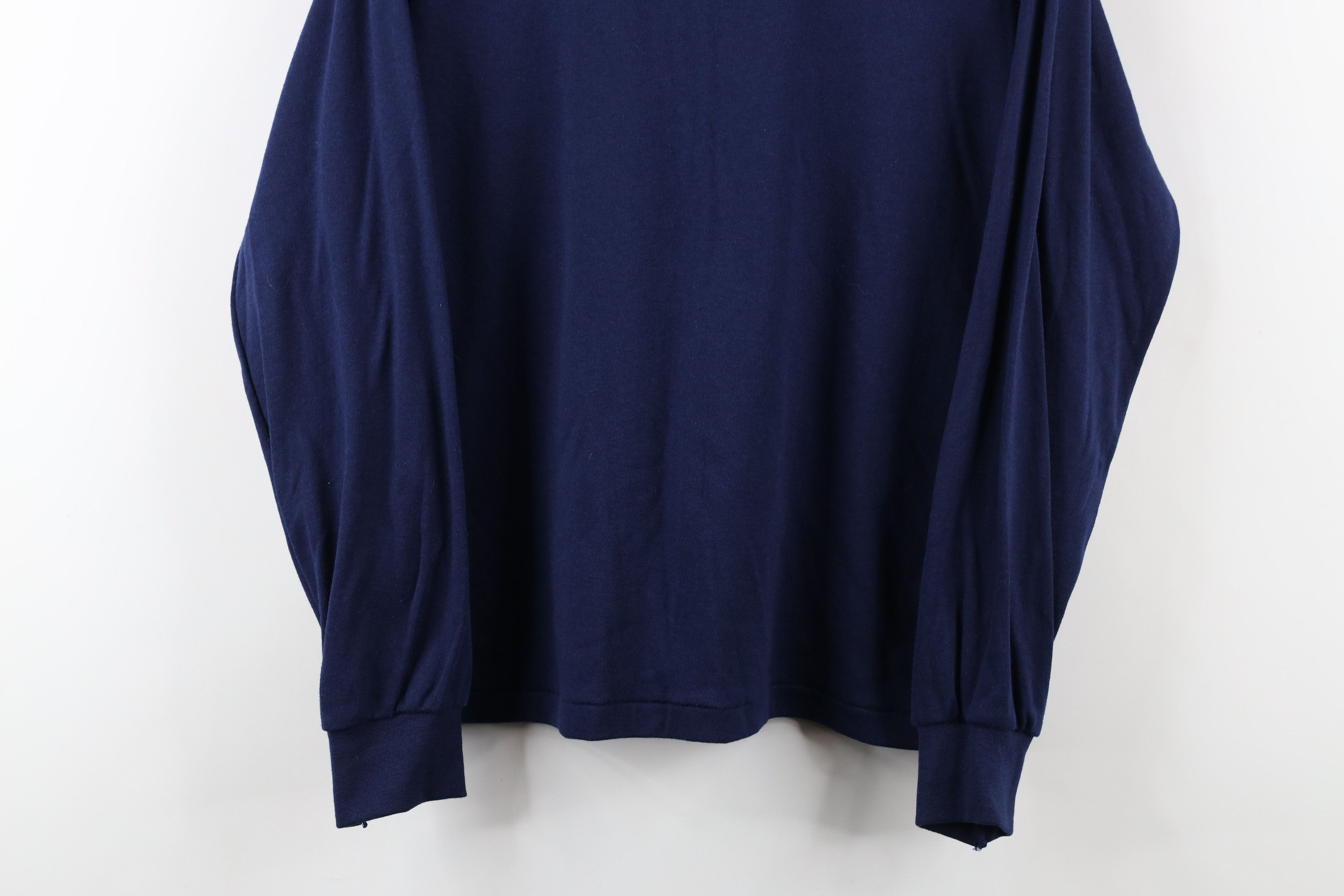 Vintage Vintage 70s Streetwear Turtleneck T-Shirt Navy Blue USA Size L / US 10 / IT 46 - 3 Thumbnail
