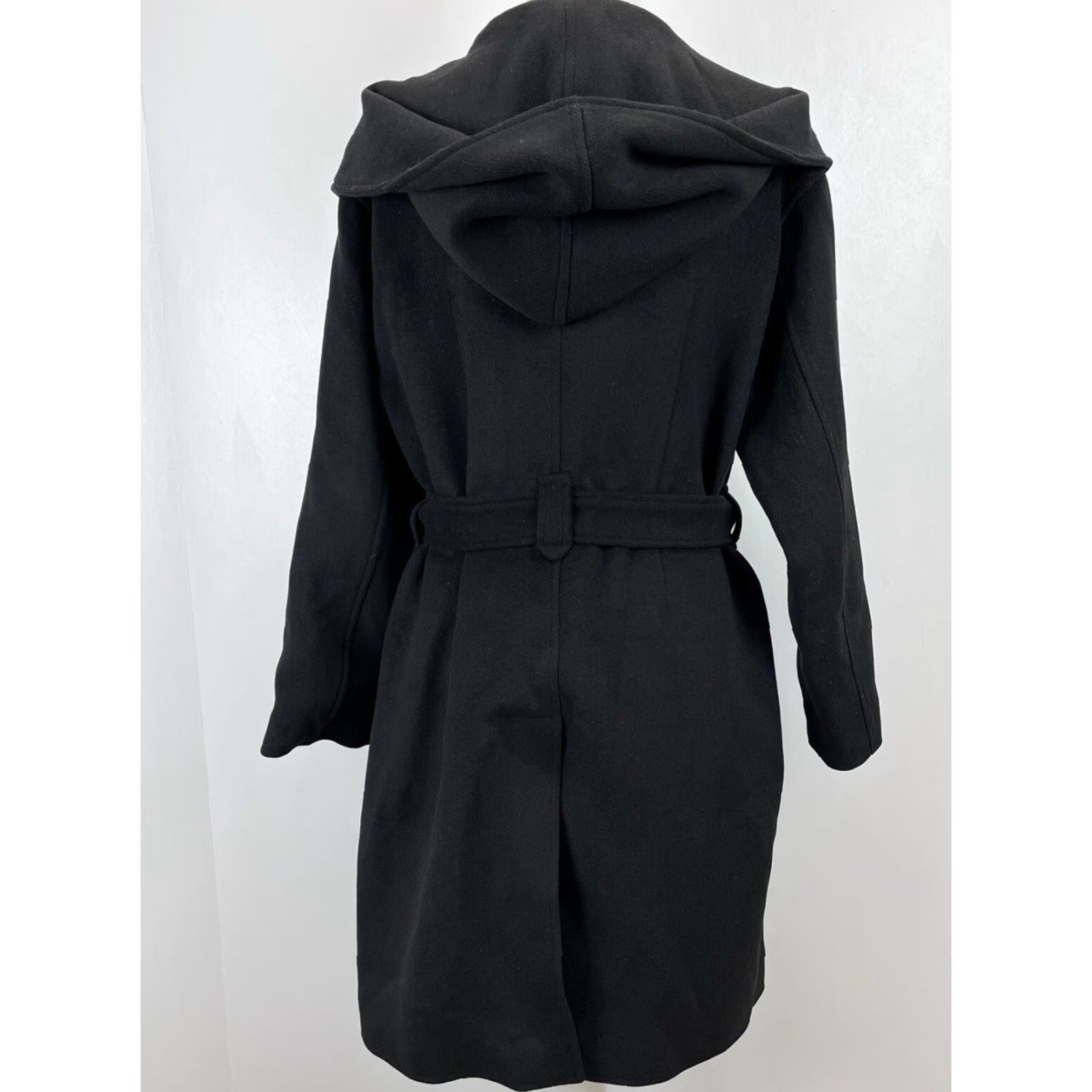 AVEC LES FILLES Avec Les Filles Black Coat Sz Medium Womens 1 Button Belted Hood Size M / US 6-8 / IT 42-44 - 4 Thumbnail