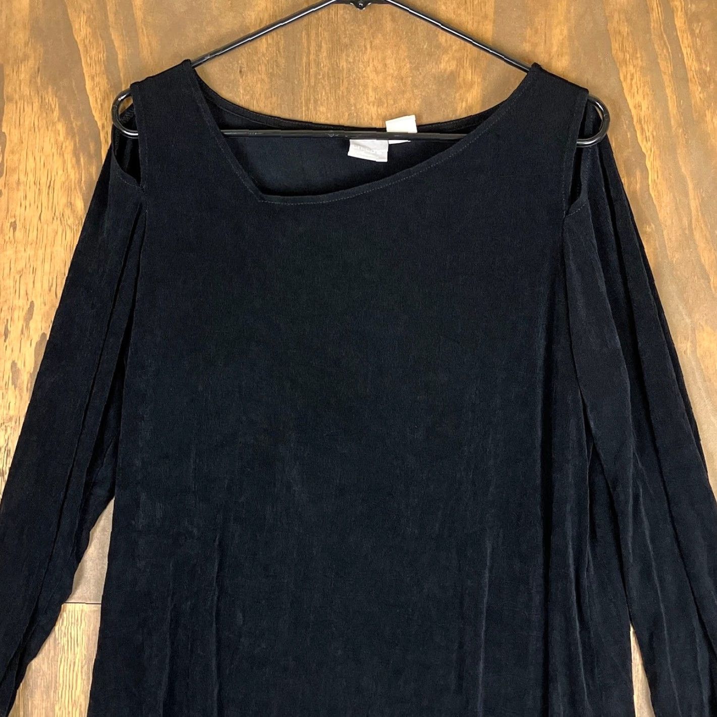 Vintage Chicos Travelers Women Blouse Black Shoulder Cut Outs Asymmetrical Tunic L Size L / US 10 / IT 46 - 2 Thumbnail