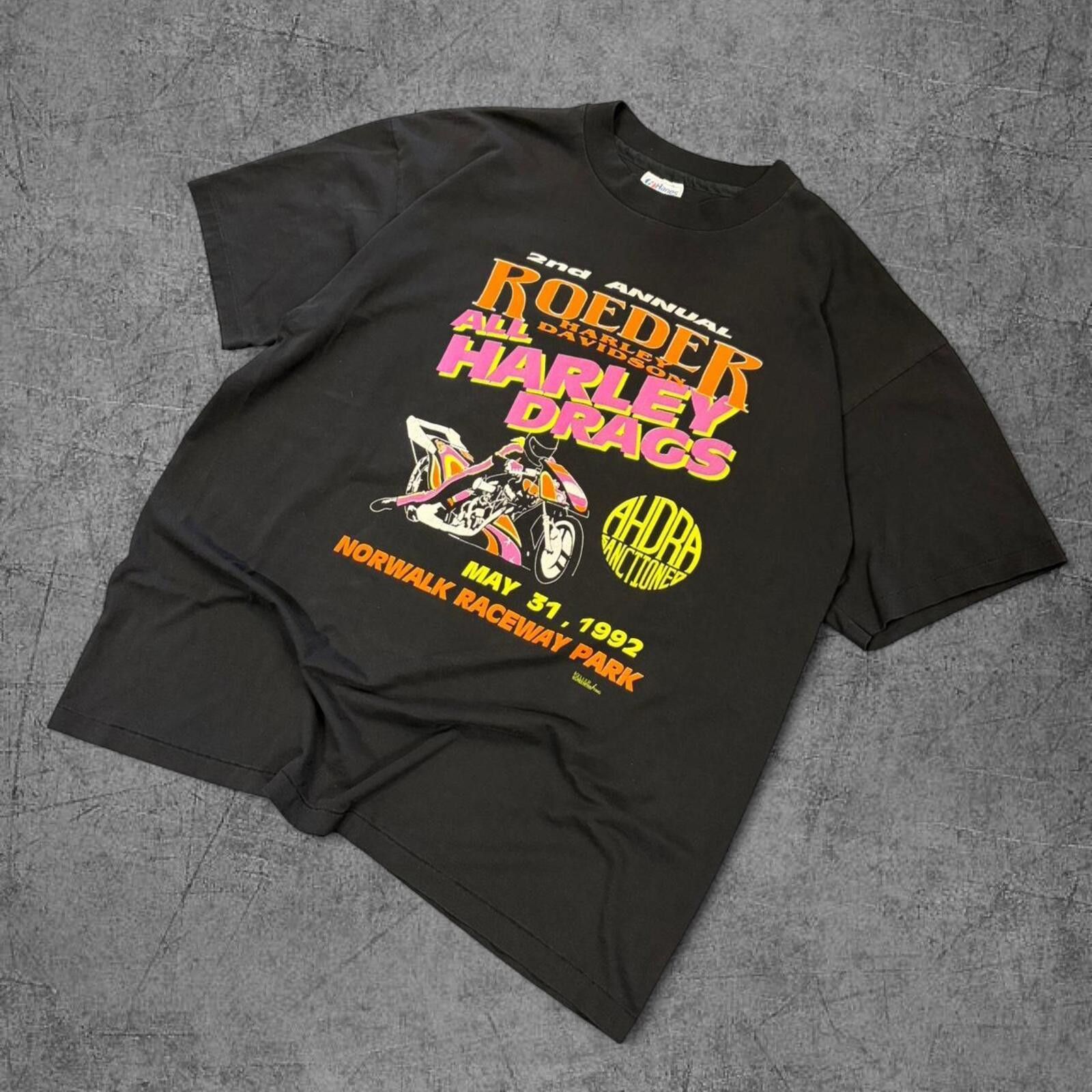 Harley Davidson Vintage 1992 Harley Davidson Roeder Raceway Tee Size US XL / EU 56 / 4 - 3 Thumbnail