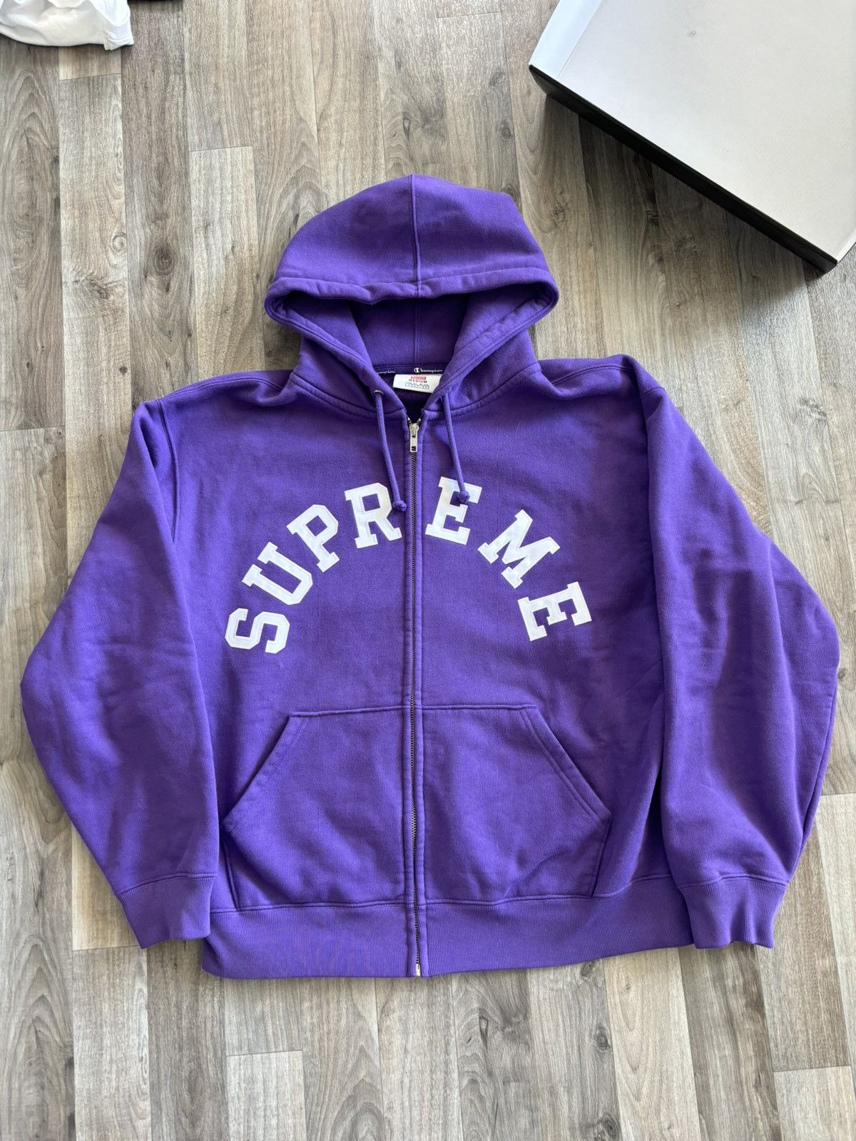 Supreme Supreme Champion Zip Up Hoodie Purple | Grailed