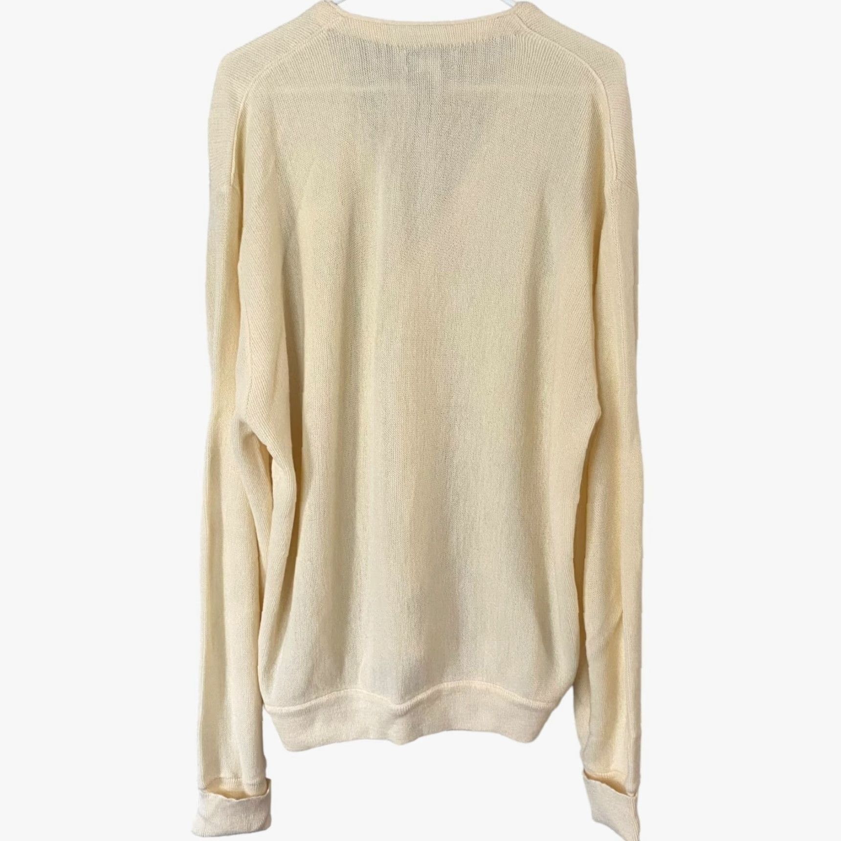 Izod VINTAGE IZOD Cardigan Sweater Golf Button-Front V-Neck Long Sleeve Mens XL Ivory Size US XL / EU 56 / 4 - 3 Thumbnail