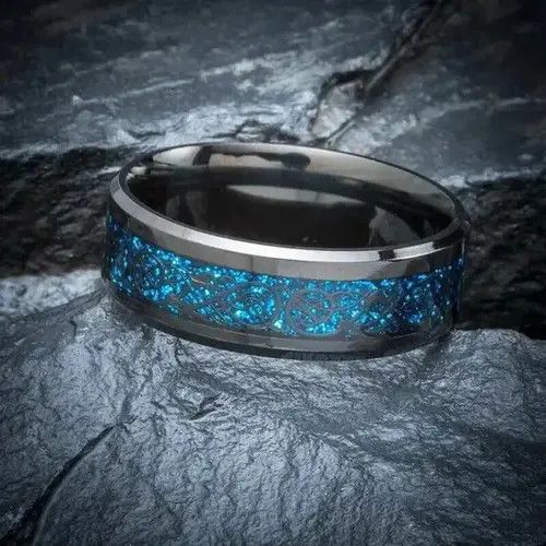 VIBE 8mm Dragon Pattern Rings Size 7 8 9 10 11 Size ONE SIZE - 4 Thumbnail
