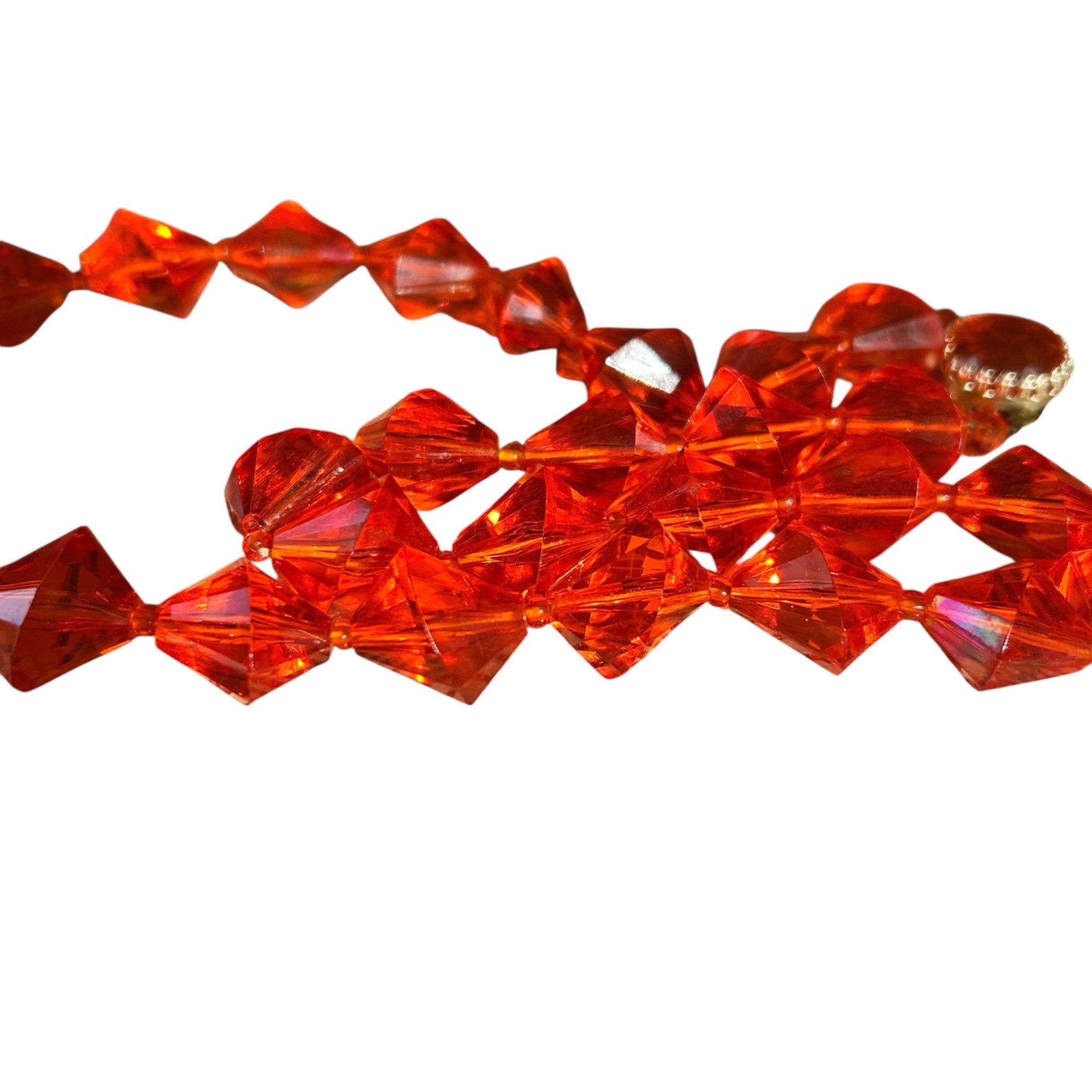 Vintage Vintage Western Germany Clear Orange Faceted Beaded Single S Size ONE SIZE - 5 Thumbnail