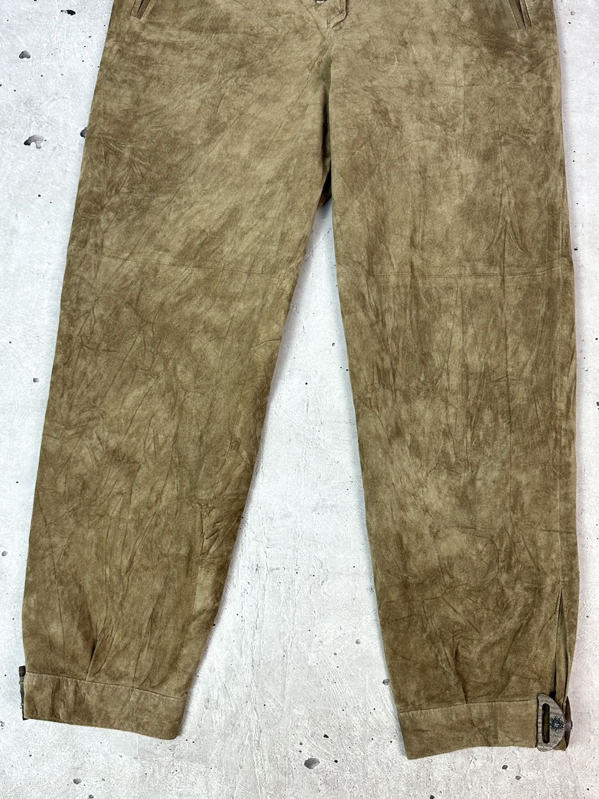 Leather Vintage Landhaus Suede Beige Wooden Parts Women’s Pants Size 36" / US 14 / IT 50 - 2 Thumbnail