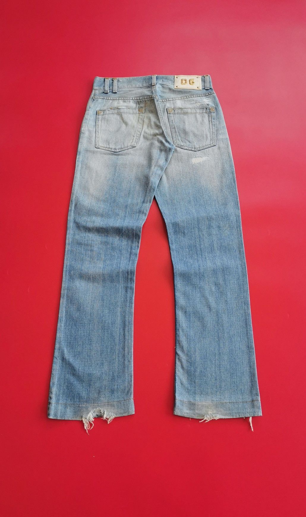 Dolce & Gabbana Thrashed Vintage 00s D&G Distressed Repair Denim Jeans Size US 30 / EU 46 - 7 Thumbnail