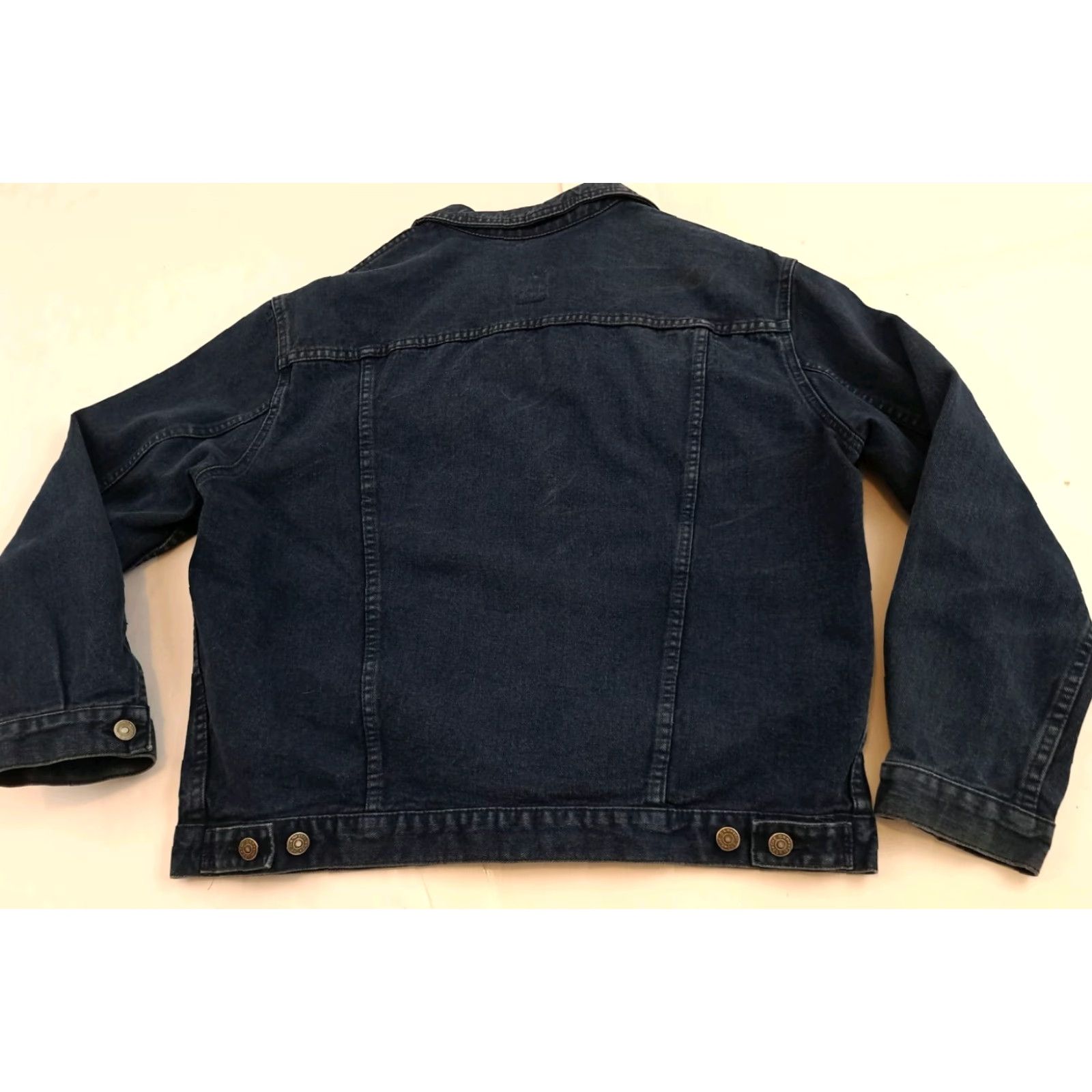 Gap VINTAGE Gap Full Button Blue Jean Bomber Jacket Large Canada EUC Size US 33 - 3 Thumbnail
