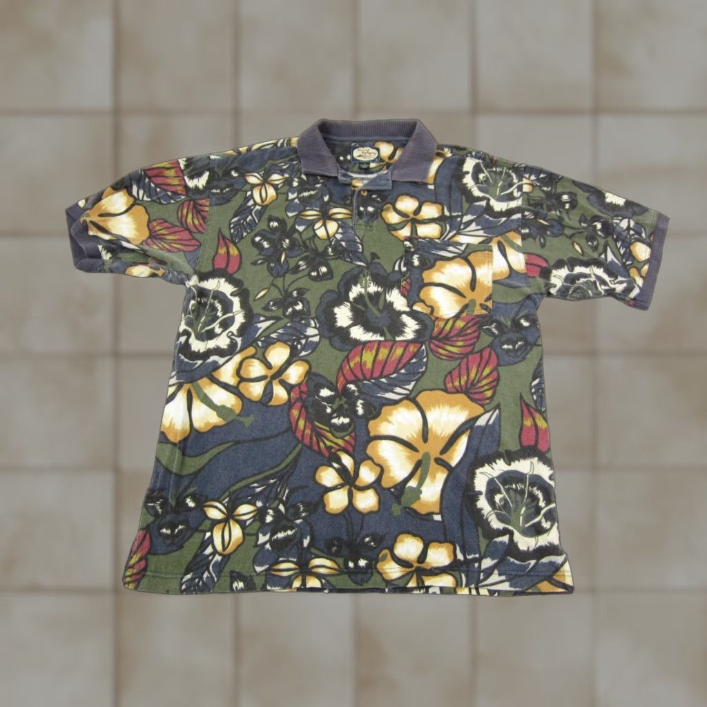Tommy Bahama VINTAGE Tommy Bahama Polo Shirt Mens Adult XL Green Floral 90s Polo Cotton Short Sleeve Collared Beach Golf Casual Shirt Size US L / EU 52-54 / 3 - 1 Thumbnail