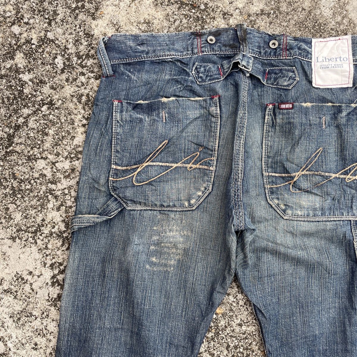 Japanese Brand Vintage Liberto Distressed Buckle Belt Workwear Denim Size US 36 / EU 52 - 10 Thumbnail