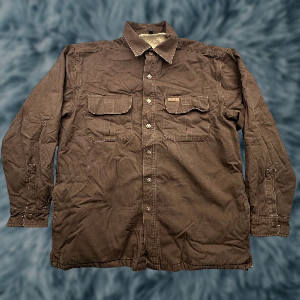 Vintage Wolverine Duck Canvas Sherpa Lined Button Shirt Shacket Mens Large Work Brown Size US L / EU 52-54 / 3 - 1 Thumbnail