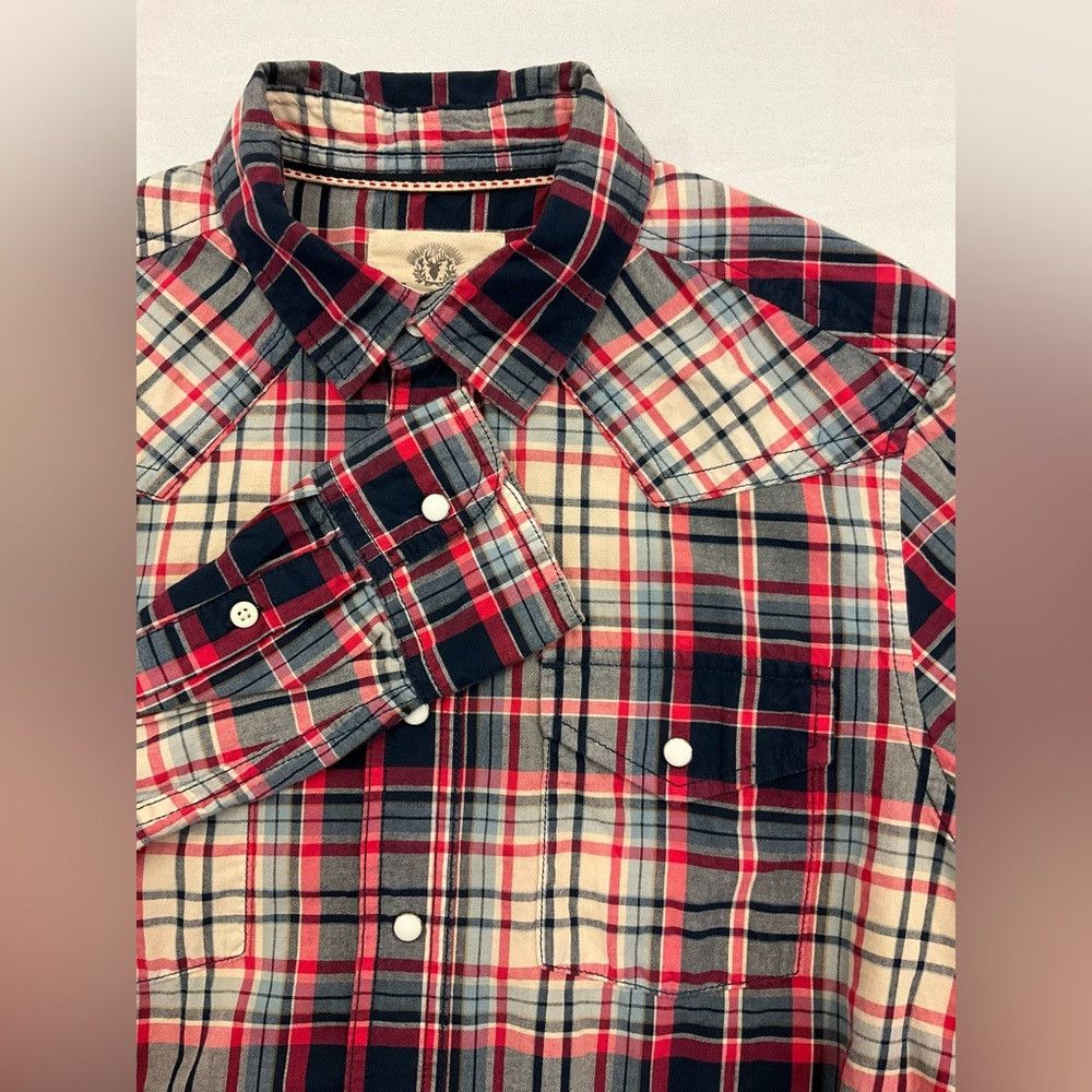 Other ROEBUCK & CO Vtg Red Plaid Western Yoke Pearl Snap Shirt Size US M / EU 48-50 / 2 - 3 Thumbnail