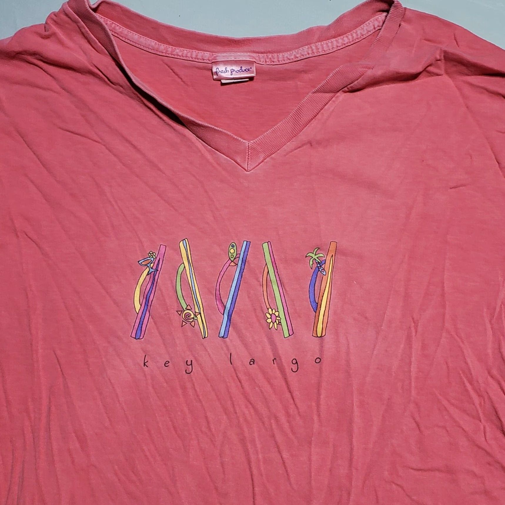 Vintage VINTAGE Key Largo Florida Keys Pink Peach Tee Shirt Short Sleeve Adult Women's Plus 2X Size XXL / US 16-18 / IT 52-54 - 2 Thumbnail