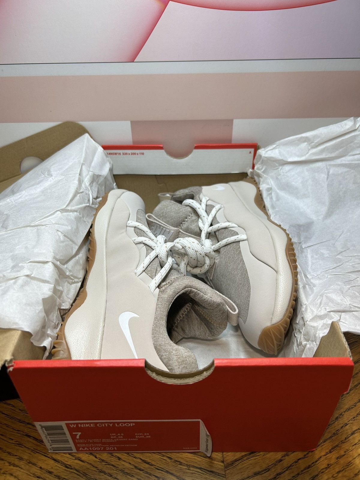 Nike Size 7- Nike City Loop Running Shoes Desert Sand White-Gum Size US 7 / IT 37 - 6 Thumbnail
