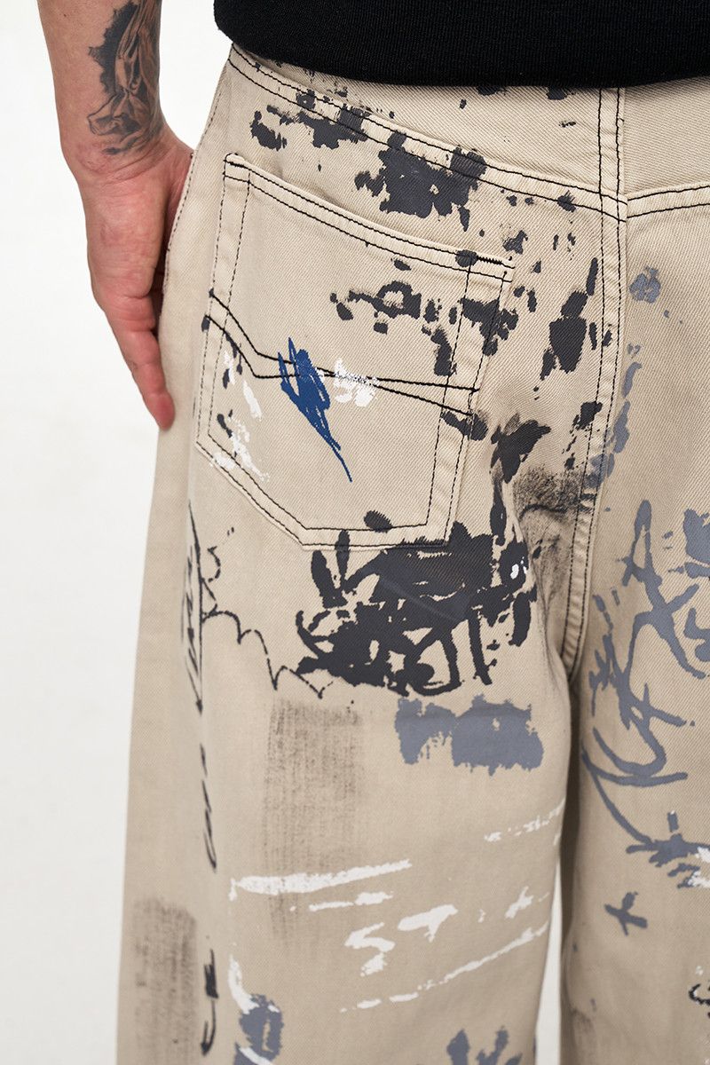 Vintage Painted Graffiti Baggy Jeans Streetwear Hip Hop Size US 33 - 5 Thumbnail