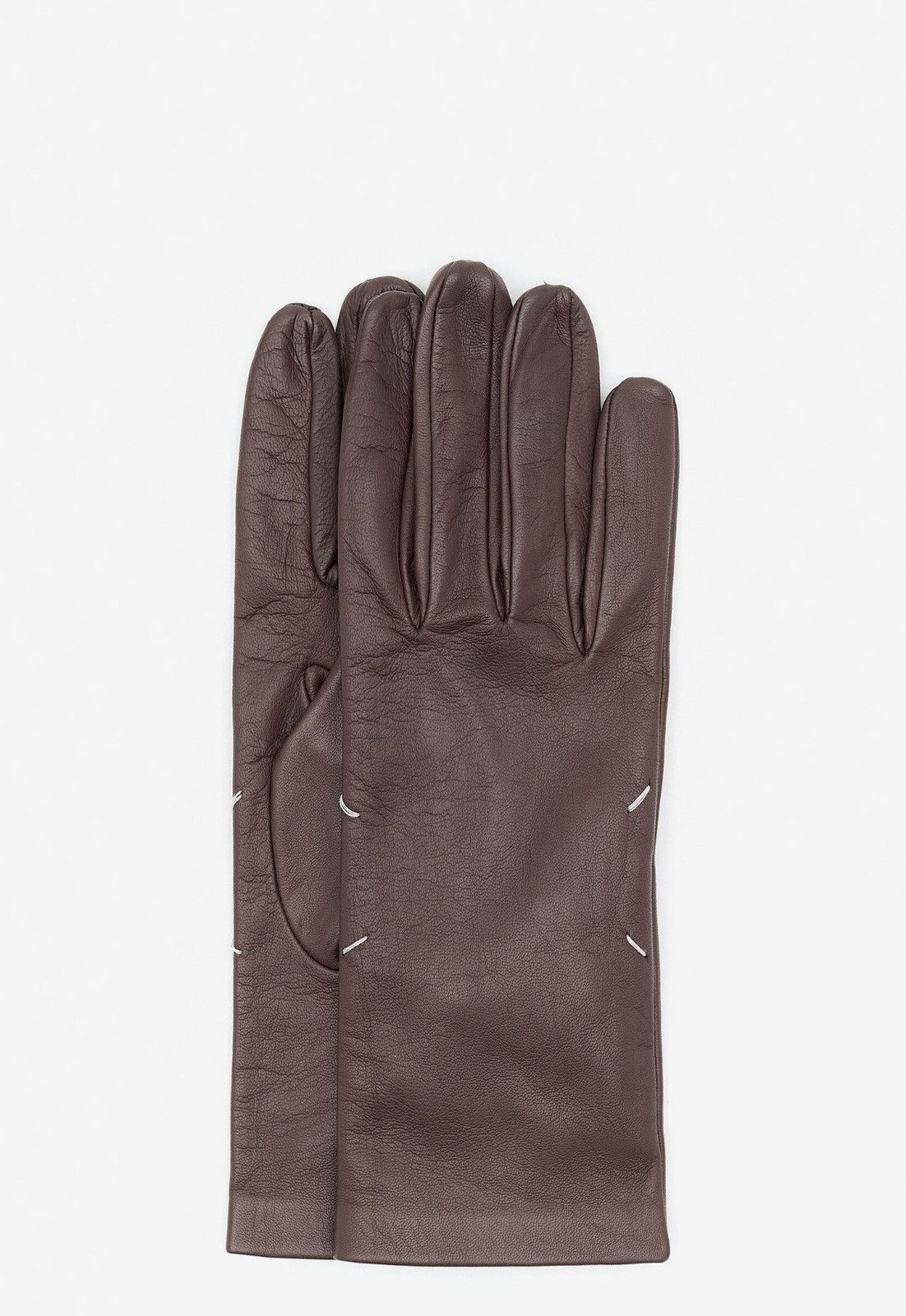 Maison Margiela Last Maison Margiela Brown Leather Four Stitches Gloves Size ONE SIZE - 3 Thumbnail