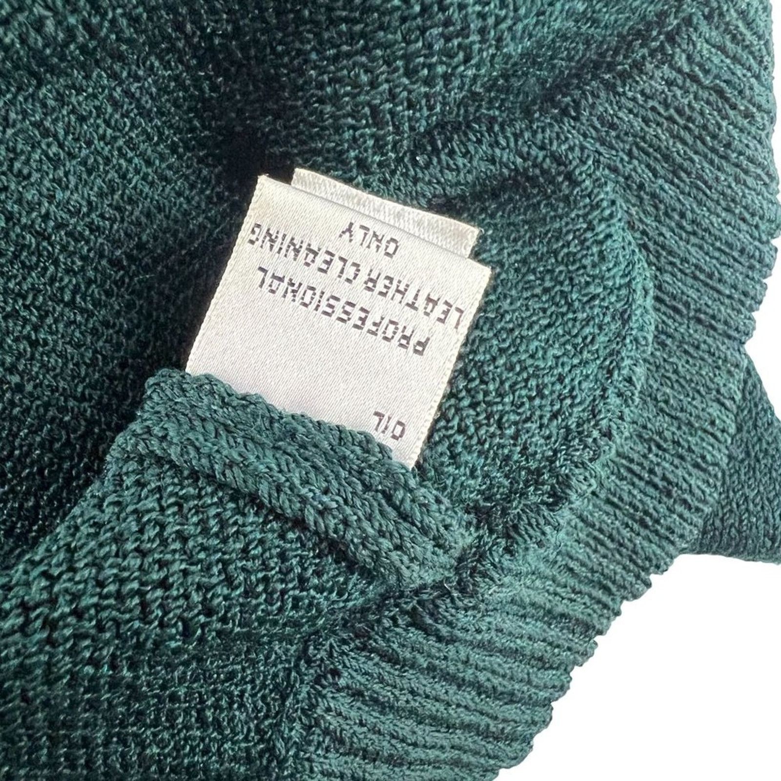 St. John VTG St John Dark Green Knit Sweater Leather Shoulder Size 14 Size XL / US 12-14 / IT 48-50 - 8 Thumbnail