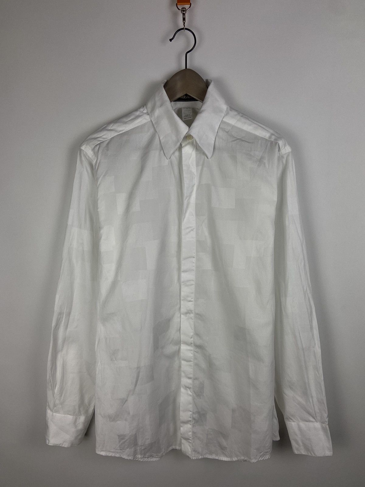 Versace Vintage Gianni Versace Luxury Geometric White Shirt Sz 48 Size US M / EU 48-50 / 2 - 1 Thumbnail