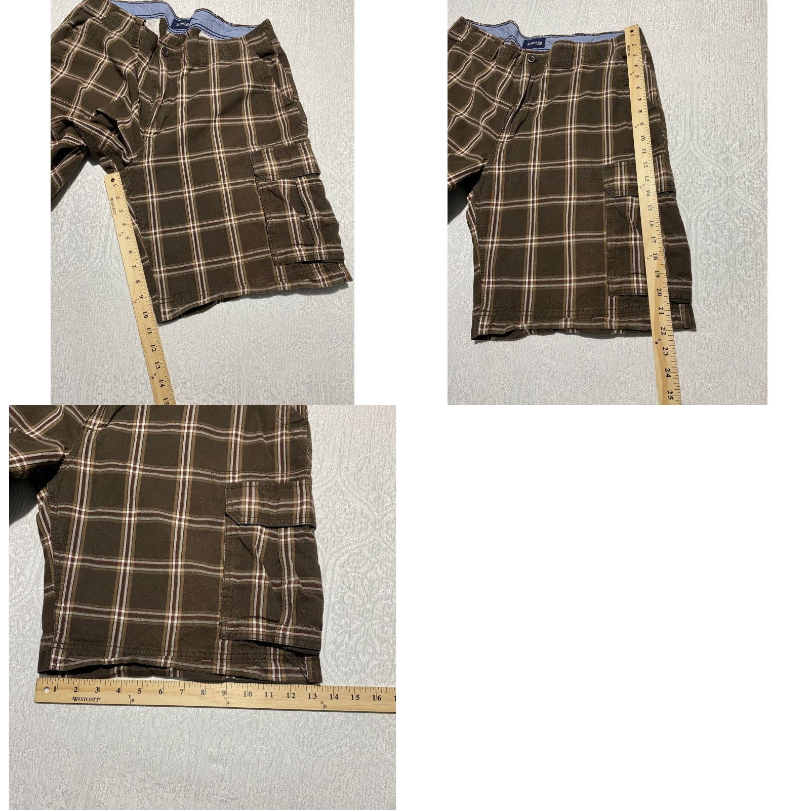 Vintage St Johns Bay Mens Cargo Shorts Plaid Brown Cotton Casual Size 38 Size US 38 / EU 54 - 8 Thumbnail