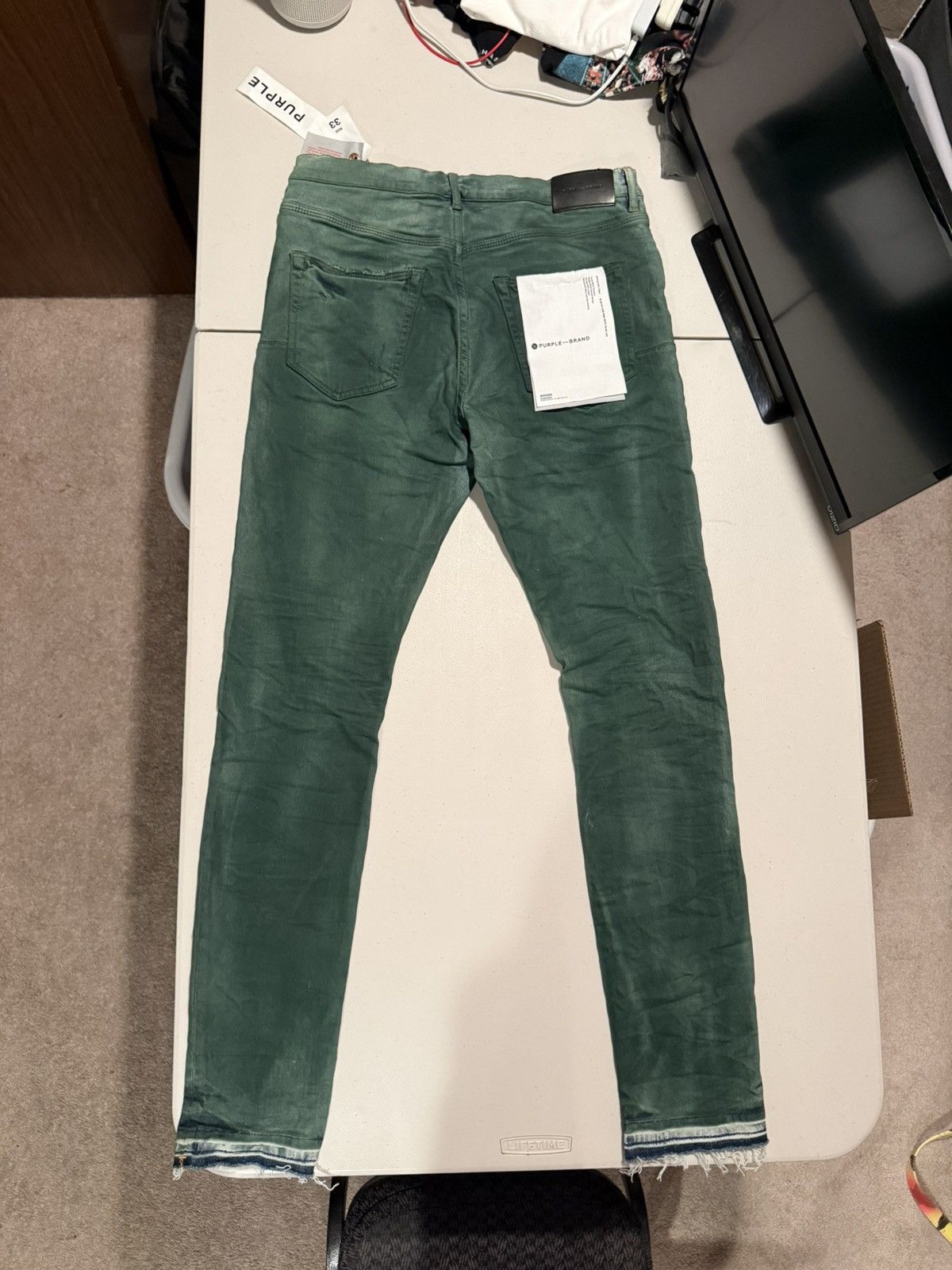 Purple Brand green on light blue slightly distressed | purple brand jeans Size US 33 - 2 Thumbnail