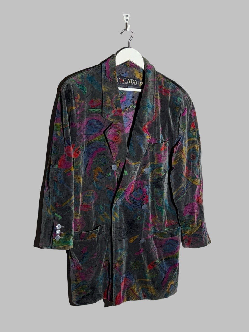 Escada Escada By Margaretha Ley 2-Breasted Abstract AOP Velour Coat Size M / US 6-8 / IT 42-44 - 2 Thumbnail