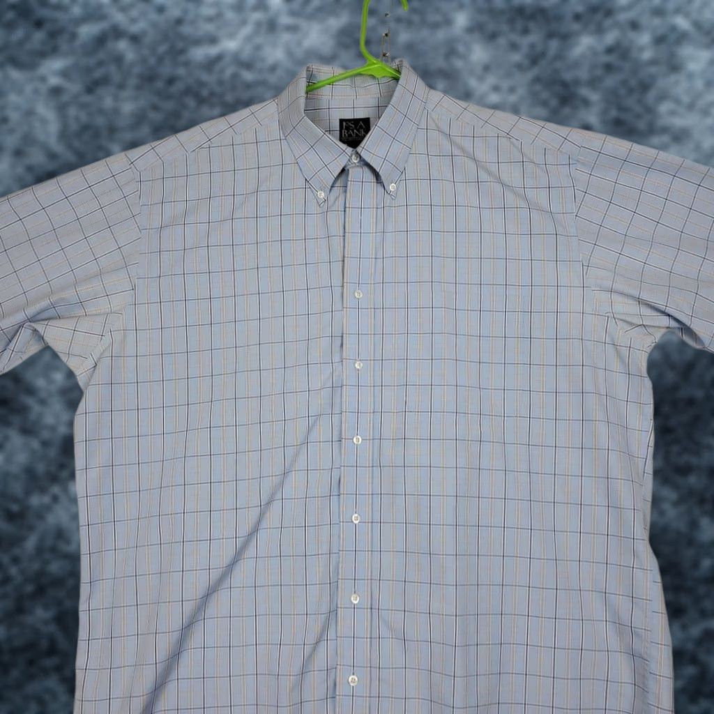 Jos. A. Bank Jos A Bank Travelers Collection Mens XL Blue Plaid Long Sleeve Button-Down Shirt Size US XL / EU 56 / 4 - 1 Thumbnail