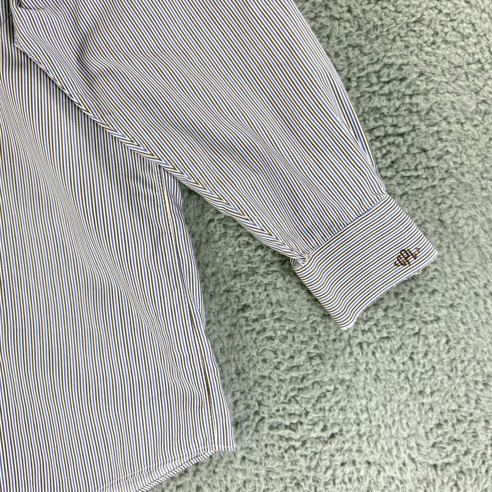 Brooks Brothers Brooks Brothers Makers Button Down Shirt Mens XL Blue Brown Stripe Long Sleeve Size US XL / EU 56 / 4 - 5 Thumbnail