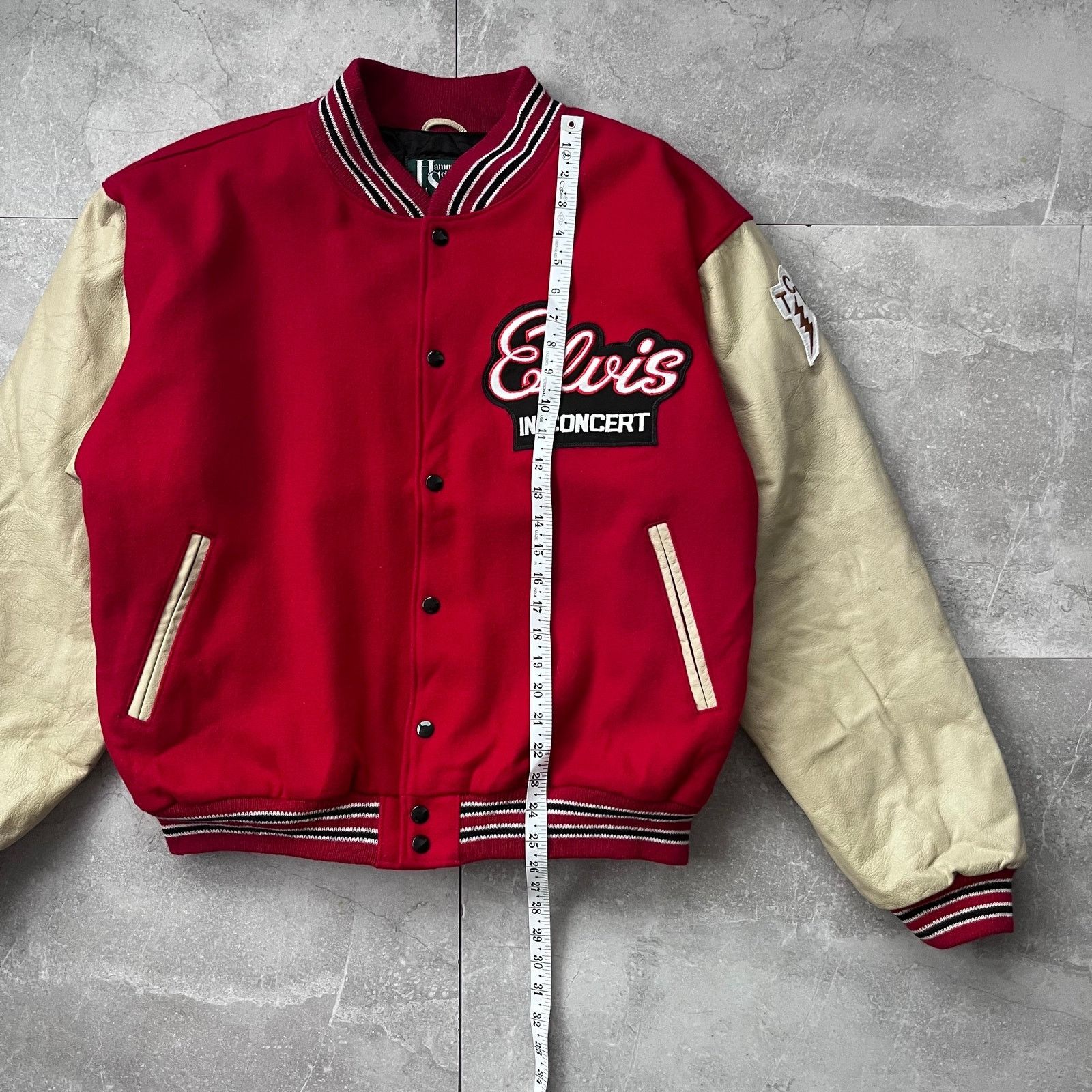 Vintage Vintage Elvis Presley Jacket – Red Wool / Cream Leather – XL Size US XL / EU 56 / 4 - 5 Thumbnail