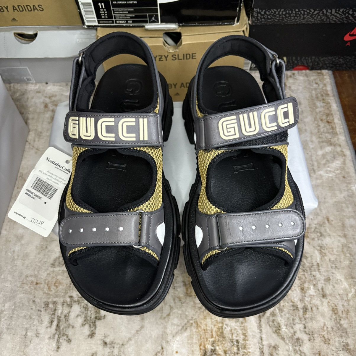 Gucci Size 9 - GUCCI SEGA Sandals Black Bronw 546064 DIR10 1265 Size US 9 / EU 42 - 1 Thumbnail
