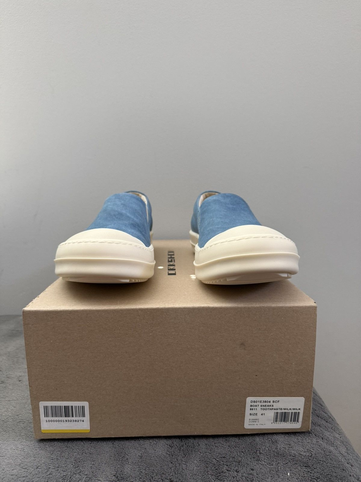 Rick Owens [SAMPLE] SS25 Boat Sneaks Toothpaste Foil Denim Size US 8 / EU 41 - 2 Thumbnail