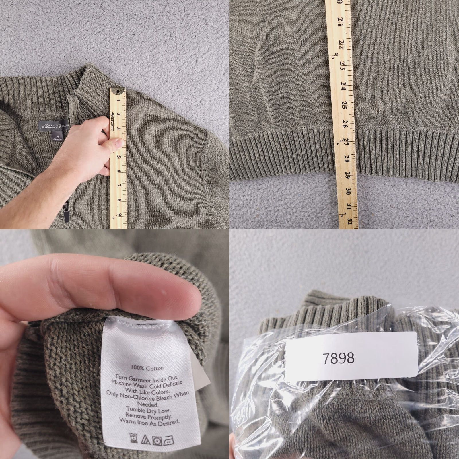 Eddie Bauer Eddie Bauer Sweater Mens XL Green Olive Knit Heavyweight Pullover Long Sleeve QZ Vintage? Size US XL / EU 56 / 4 - 8 Thumbnail