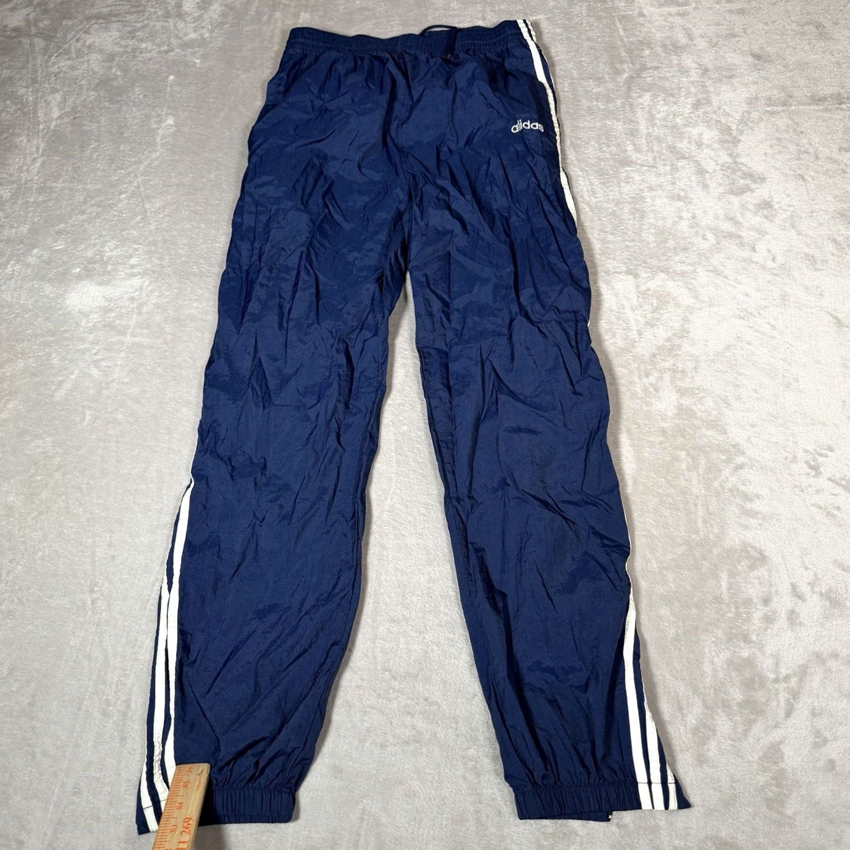 Adidas VINTAGE Adidas Track Pants Mens M Blue Nylon Softshell Zip Ankle Tapered Pockets 90s Athleisure Sports Size US 31 - 2 Thumbnail