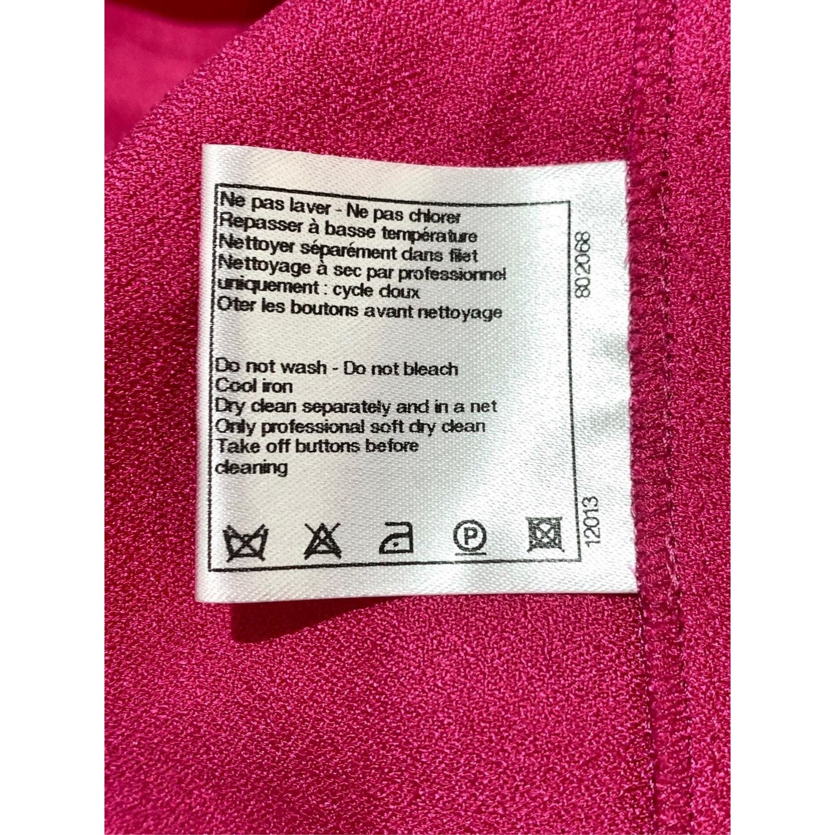 Chanel Womens Rose Red Long-Sleeve Button-Up Crew Neck Jacke