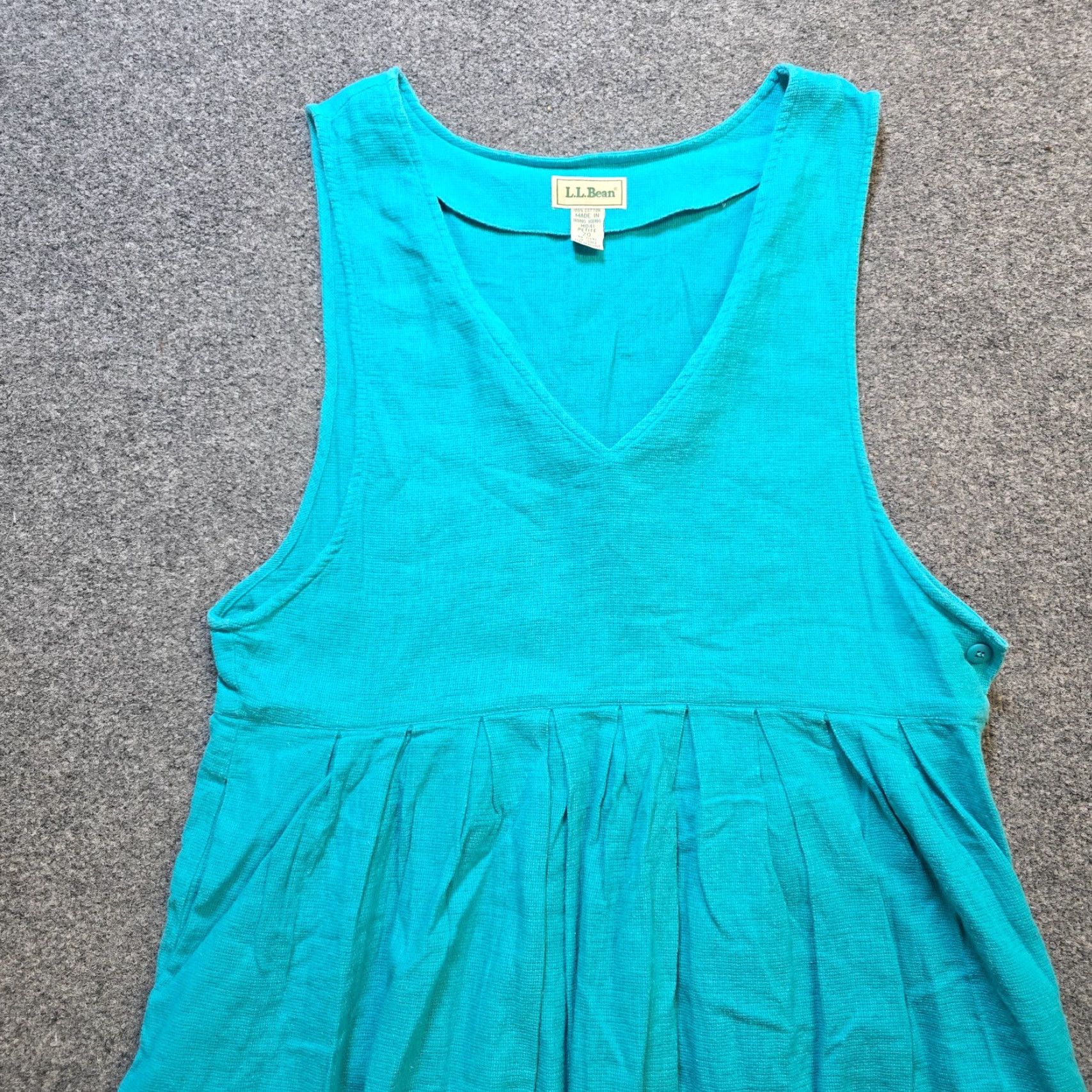 Vintage VINTAGE L.L.Bean Dress Womens 20P Green Pleated V Neck Midi A-Line Casual Womens Size 3XL / US 20-22 - 2 Thumbnail