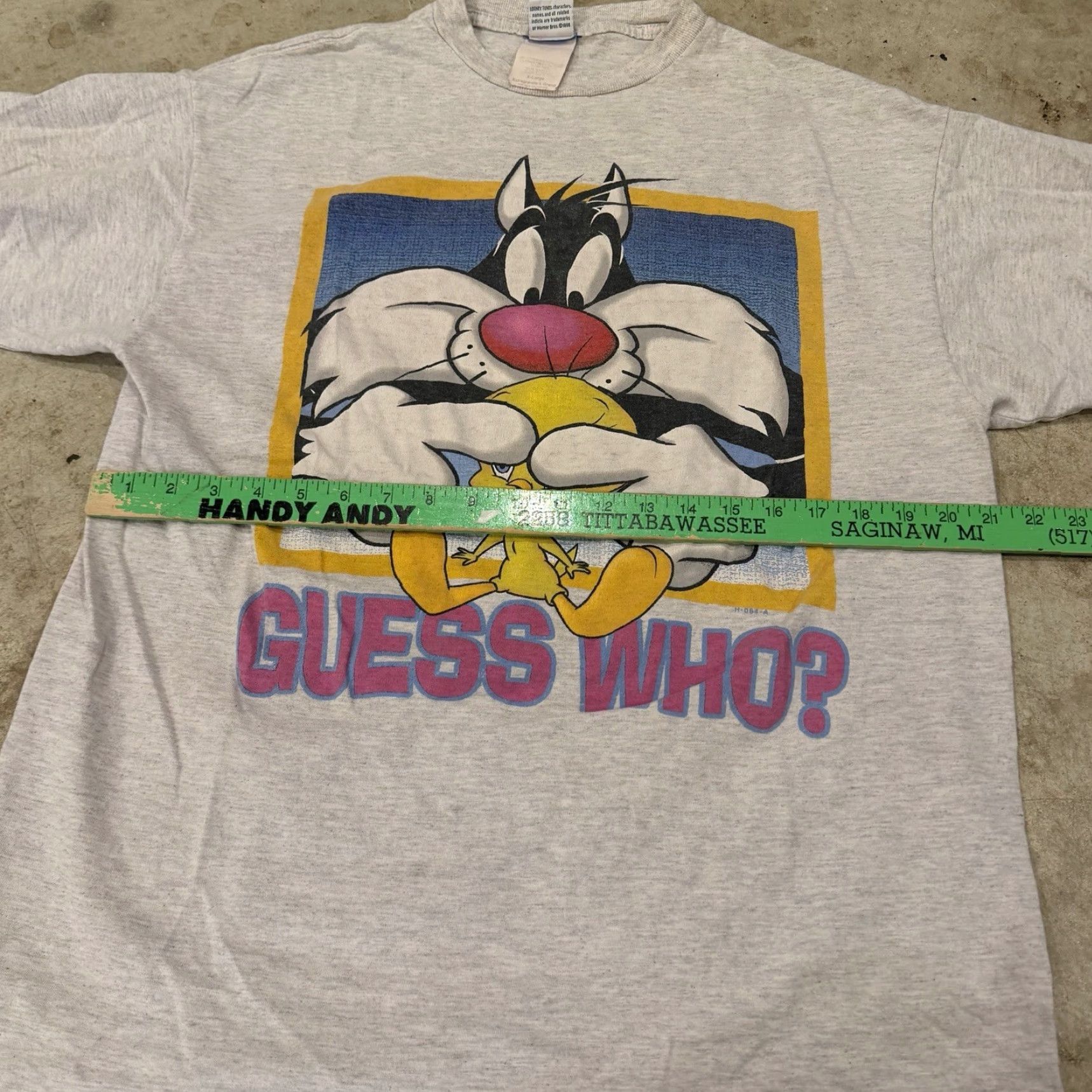 Vintage VINTAGE Looney Tunes T-Shirt XL Gray Crew Neck Short Sleeve Graphic Tee Sylvester & Tweety Boy Mens 90s Guess Who Size US XL / EU 56 / 4 - 6 Thumbnail