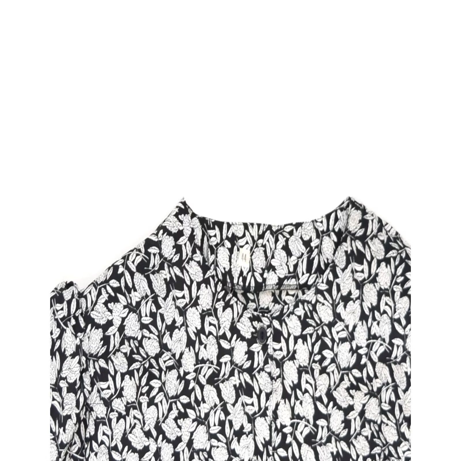 Vintage VINTAGE Womens Blouse Shirt IT 44 Medium Black Floral Polyester UX99 Size M / US 6-8 / IT 42-44 - 3 Thumbnail