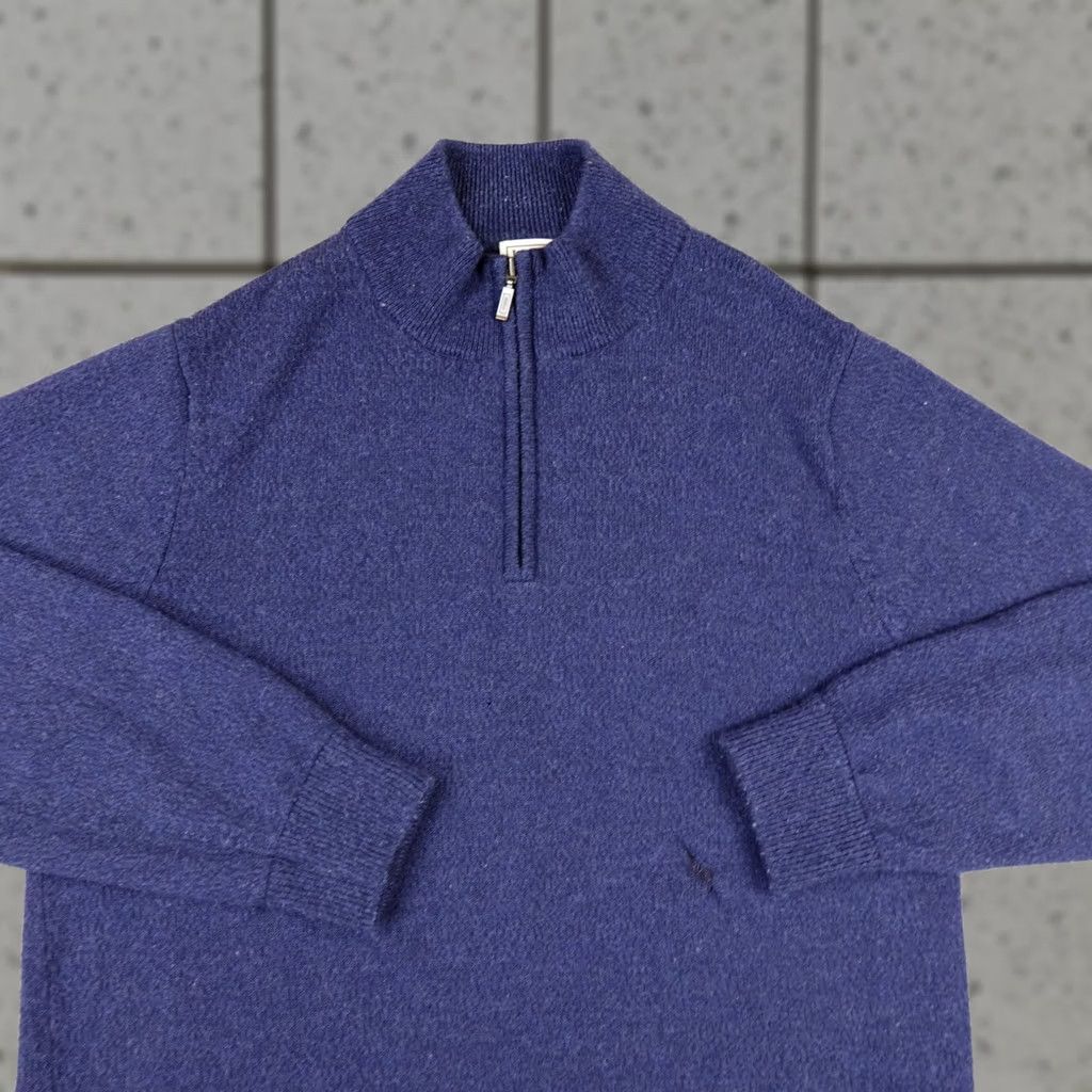 Vintage VTG L.L. Bean Sweater Mens L Blue Merino Wool Knit Pullover 1/2 Zip Mock Zip Zipper Wool Knit Vintage Mens Sweater Pullover Size US L / EU 52-54 / 3 - 1 Thumbnail