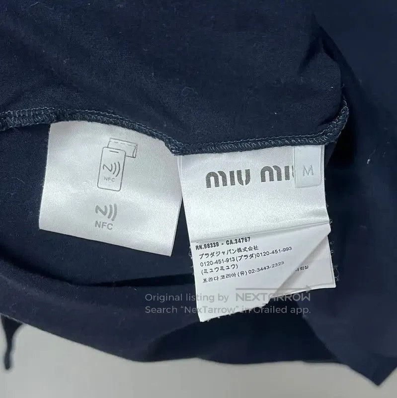 Miu Miu Miu Miu Navy Cotton Long Sleeve T-Shirt . Size M / US 6-8 / IT 42-44 - 4 Thumbnail