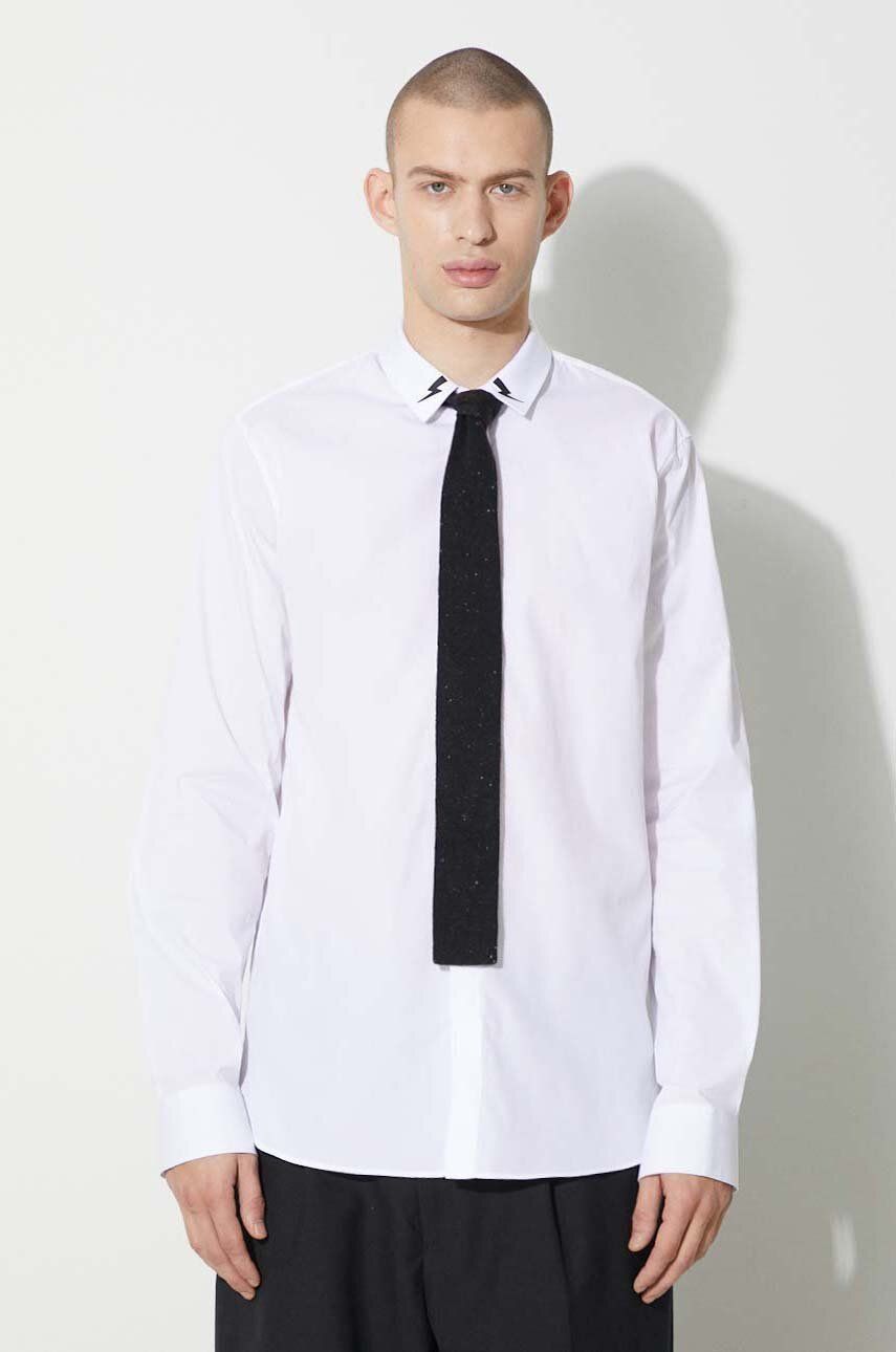 Neil Barrett NEIL BARRETT white slim fit thunderbolt collar shirt Medium Size US M / EU 48-50 / 2 - 2 Thumbnail