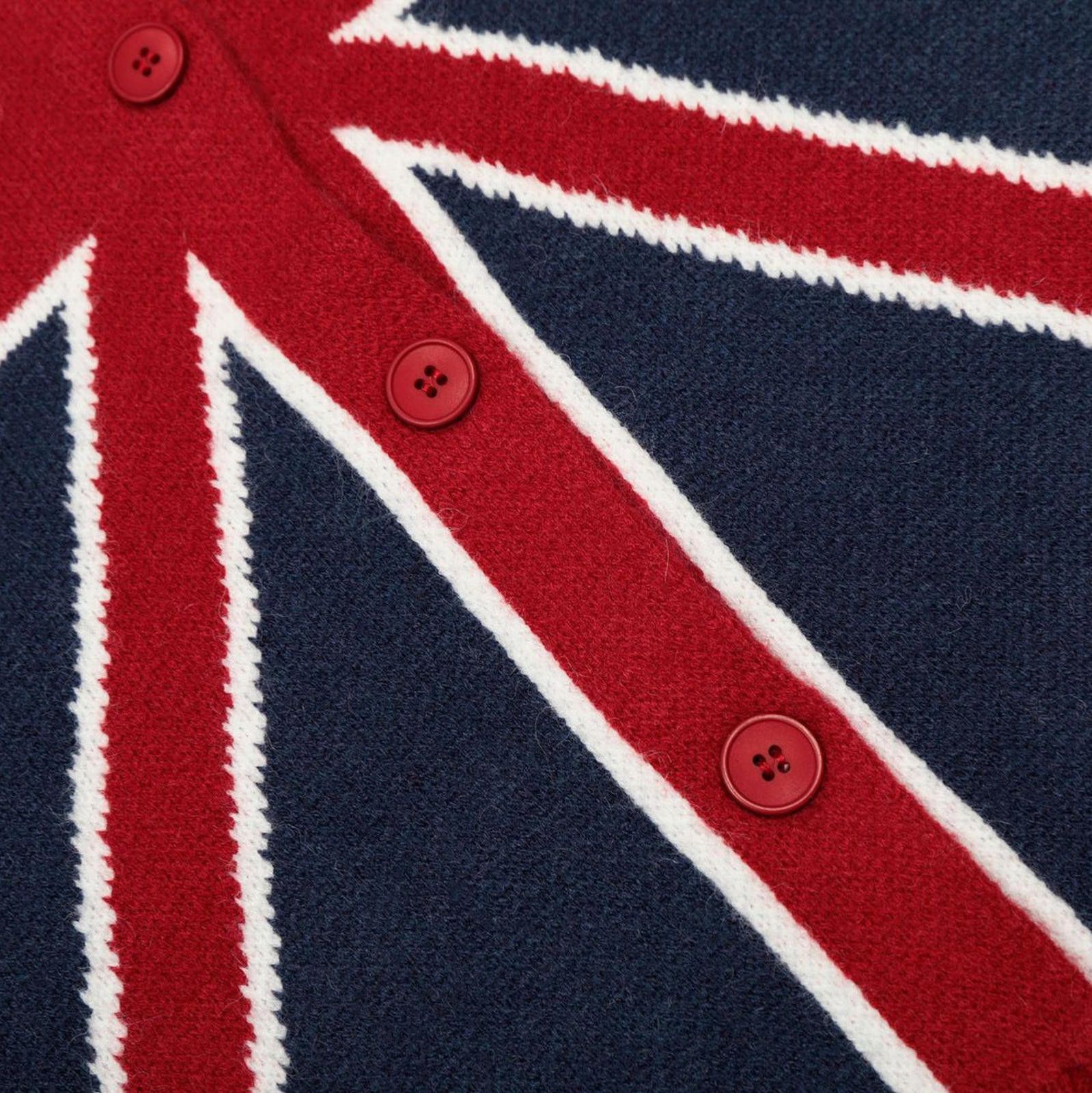 Other Navy Red Button-Up Knit Sweater, Union Jack Design Sweater Size US M / EU 48-50 / 2 - 4 Thumbnail