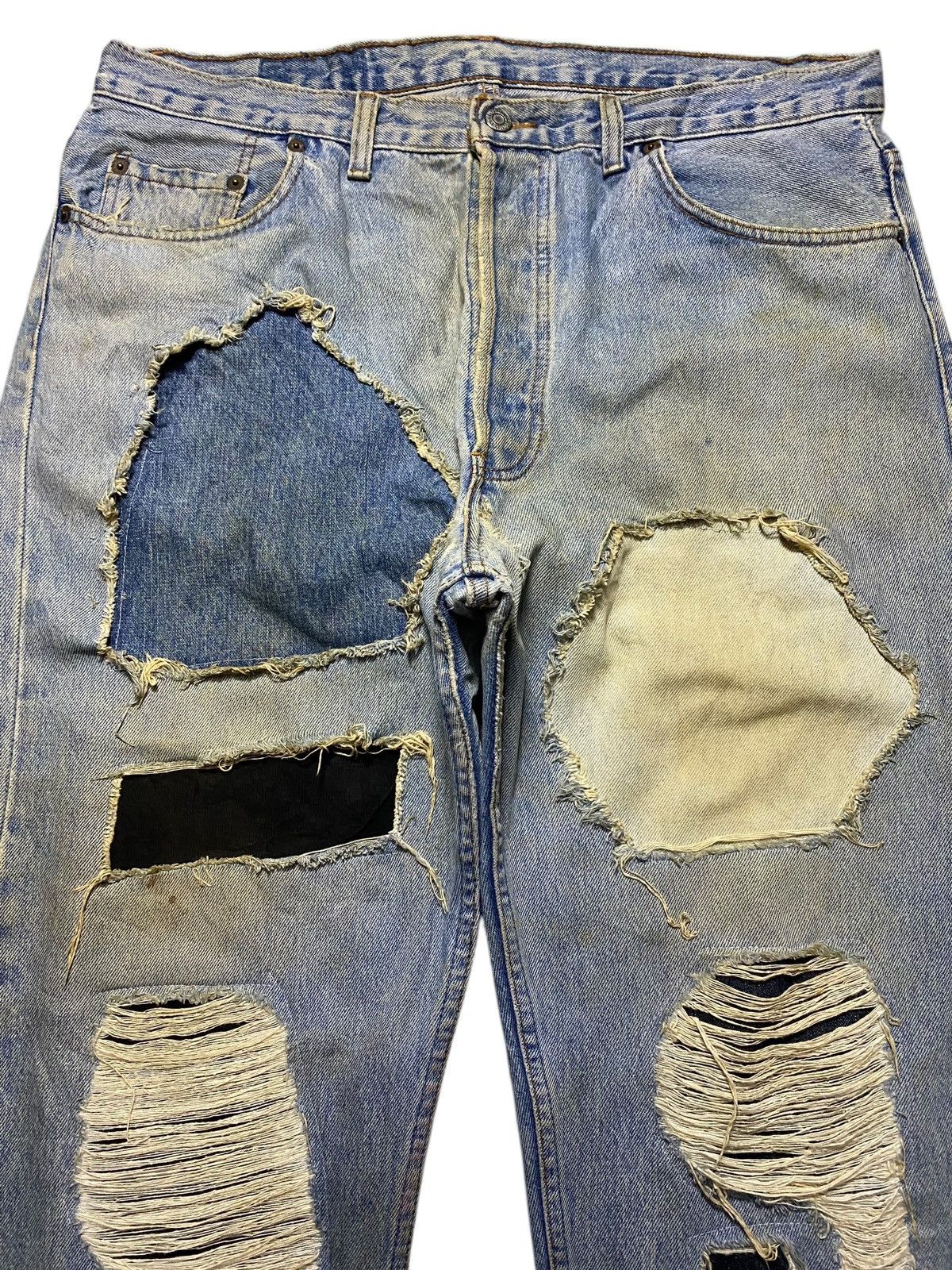 Levi's Vintage Clothing Levis 501 80’s Grunge Patches Style Distressed Jeans Size US 36 / EU 52 - 3 Thumbnail