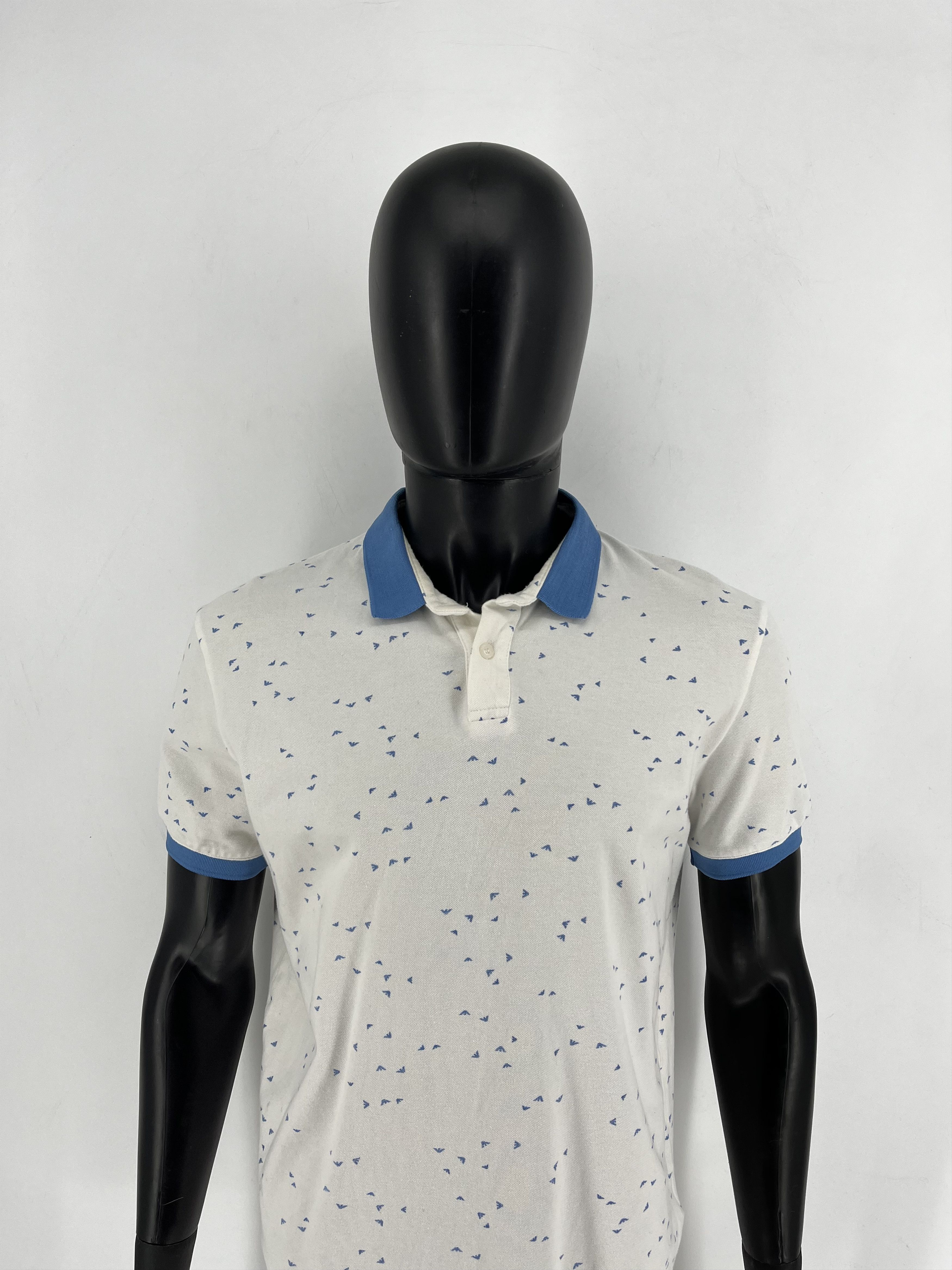 Armani Armani Jeans Monogram Logo Washed White Polo Size L Size US L / EU 52-54 / 3 - 5 Thumbnail