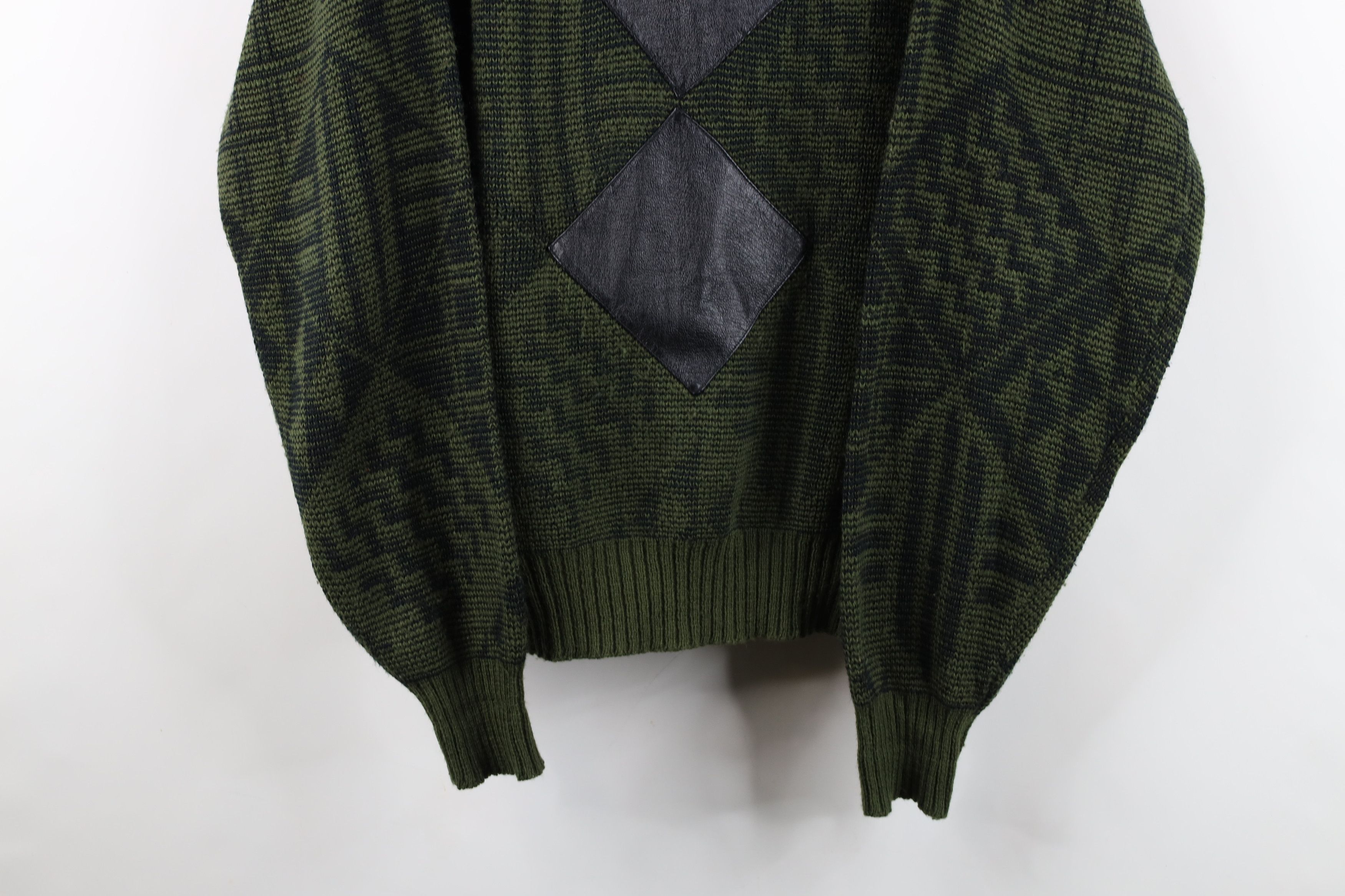 Vintage Vintage 90s Streetwear Patch Diamond Knit Sweater Green Size US M / EU 48-50 / 2 - 3 Thumbnail